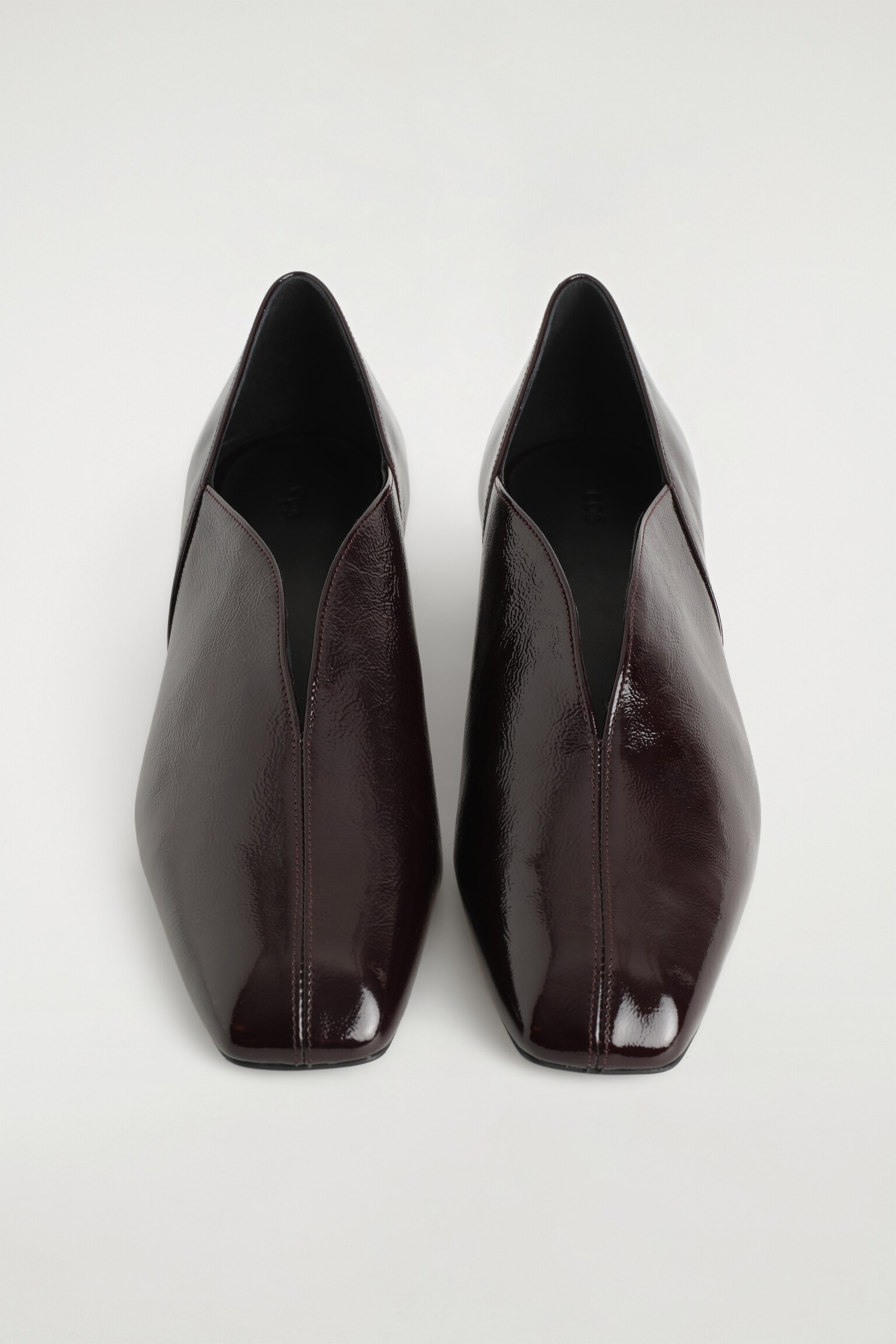 ANGULAR LEATHER HEELED BALLERINAS - BURGUNDY - 6