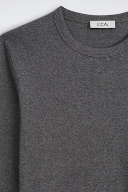 SLIM RIBBED COTTON LONG-SLEEVED T-SHIRT — CHARCOAL MÉLANGE 6