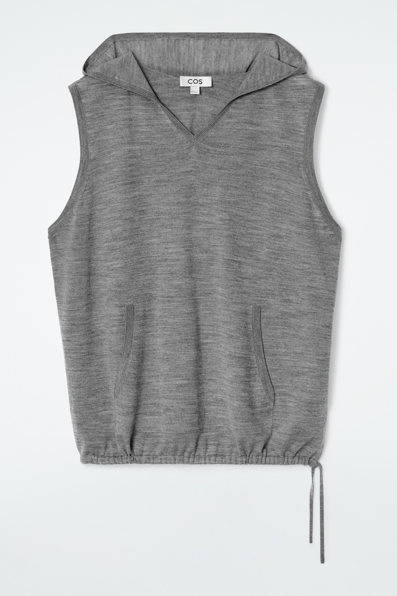 TOP CON CAPUCHA SIN MANGAS DE LANA MERINO - GRIS JASPEADO - 2