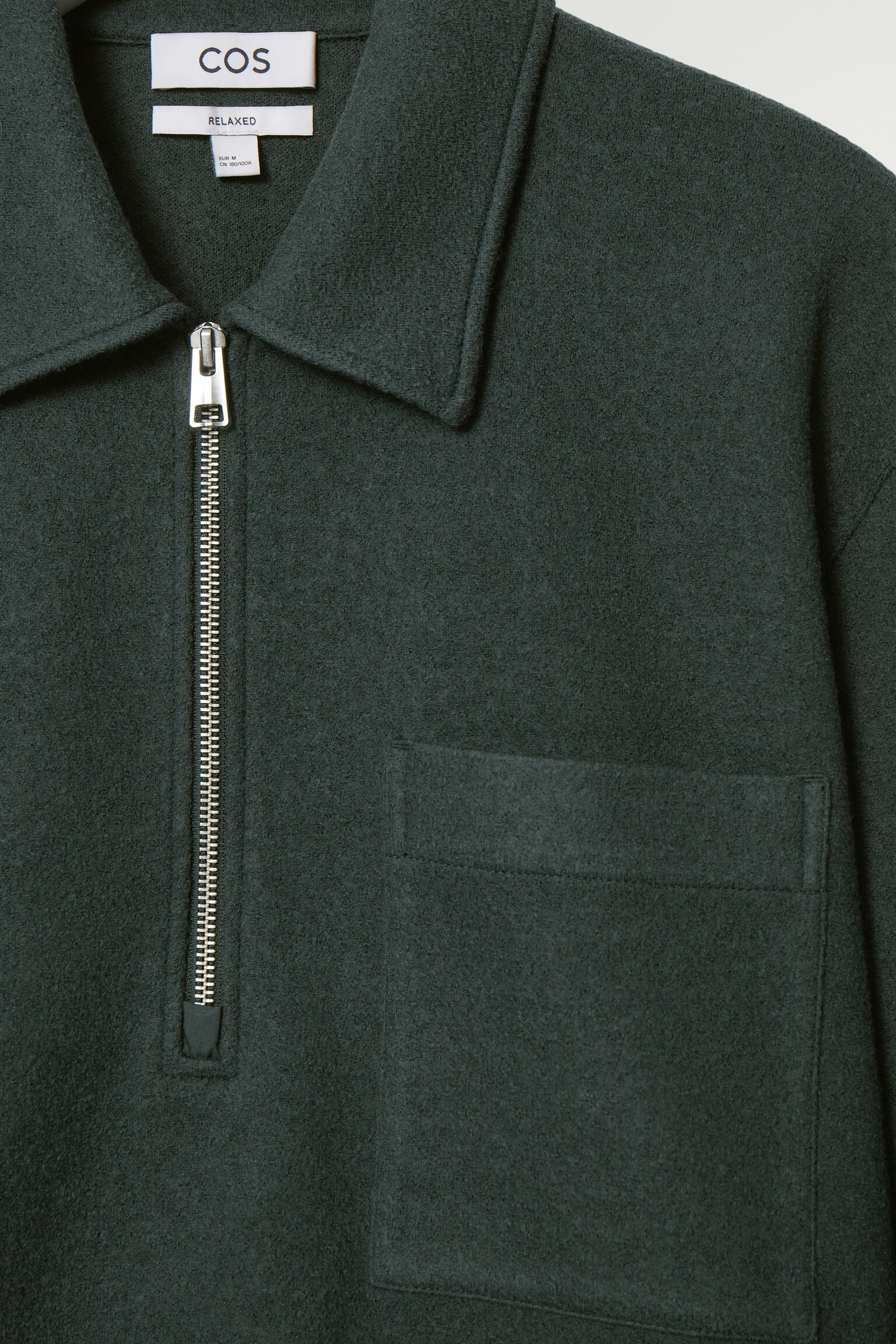 HALF-ZIP BOILED-WOOL JUMPER - DARK GREEN/RUST - 2