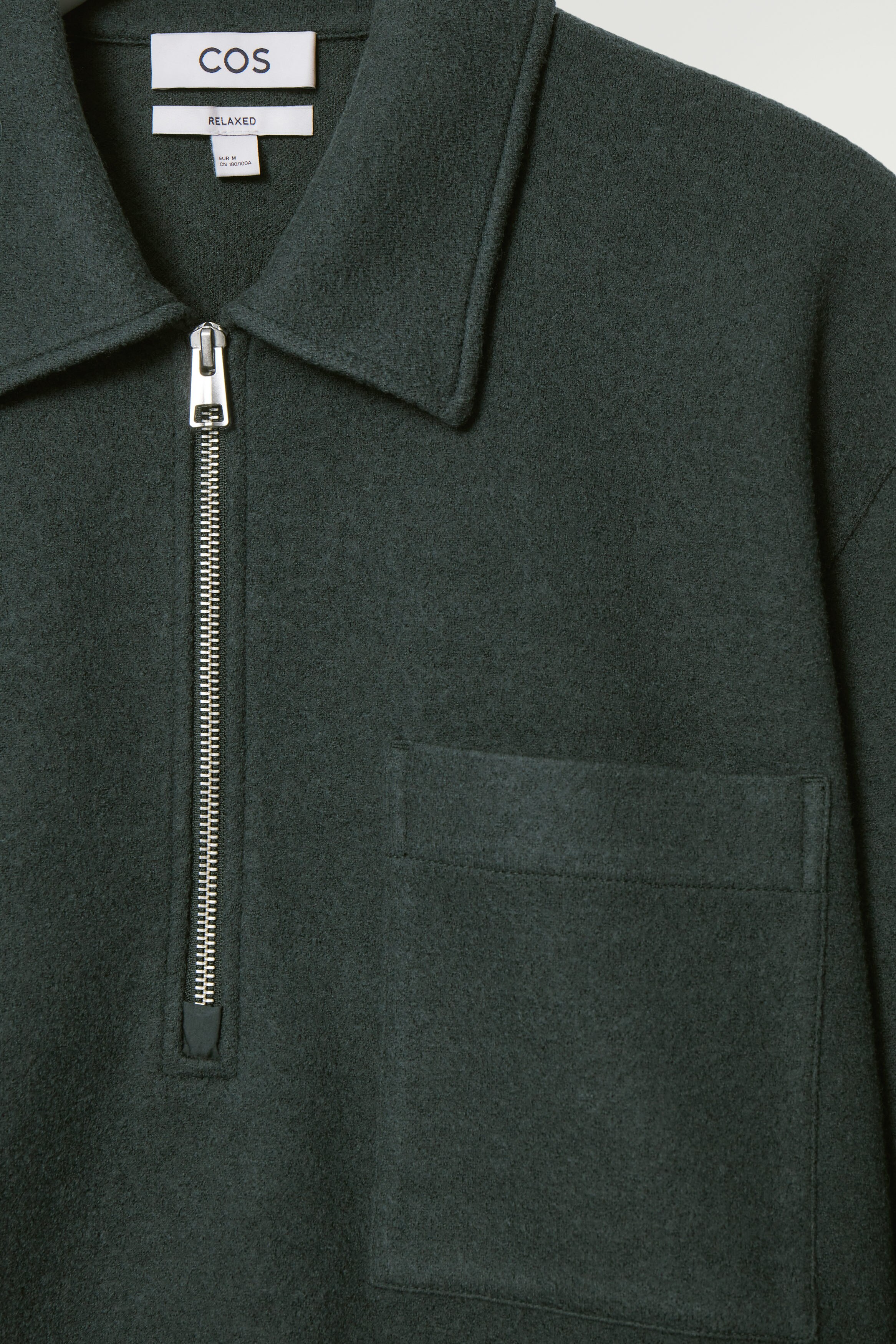 HALF-ZIP BOILED-WOOL JUMPER - DARK GREEN | COS