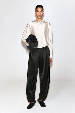 COWL-NECK SATIN BLOUSE — CREAM 3
