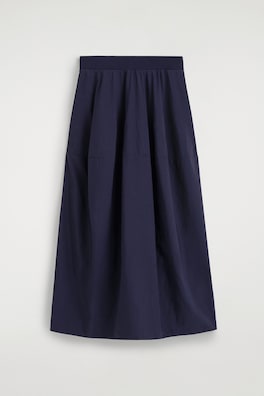 SCULPTED NYLON MIDI SKIRT — NAVY 6