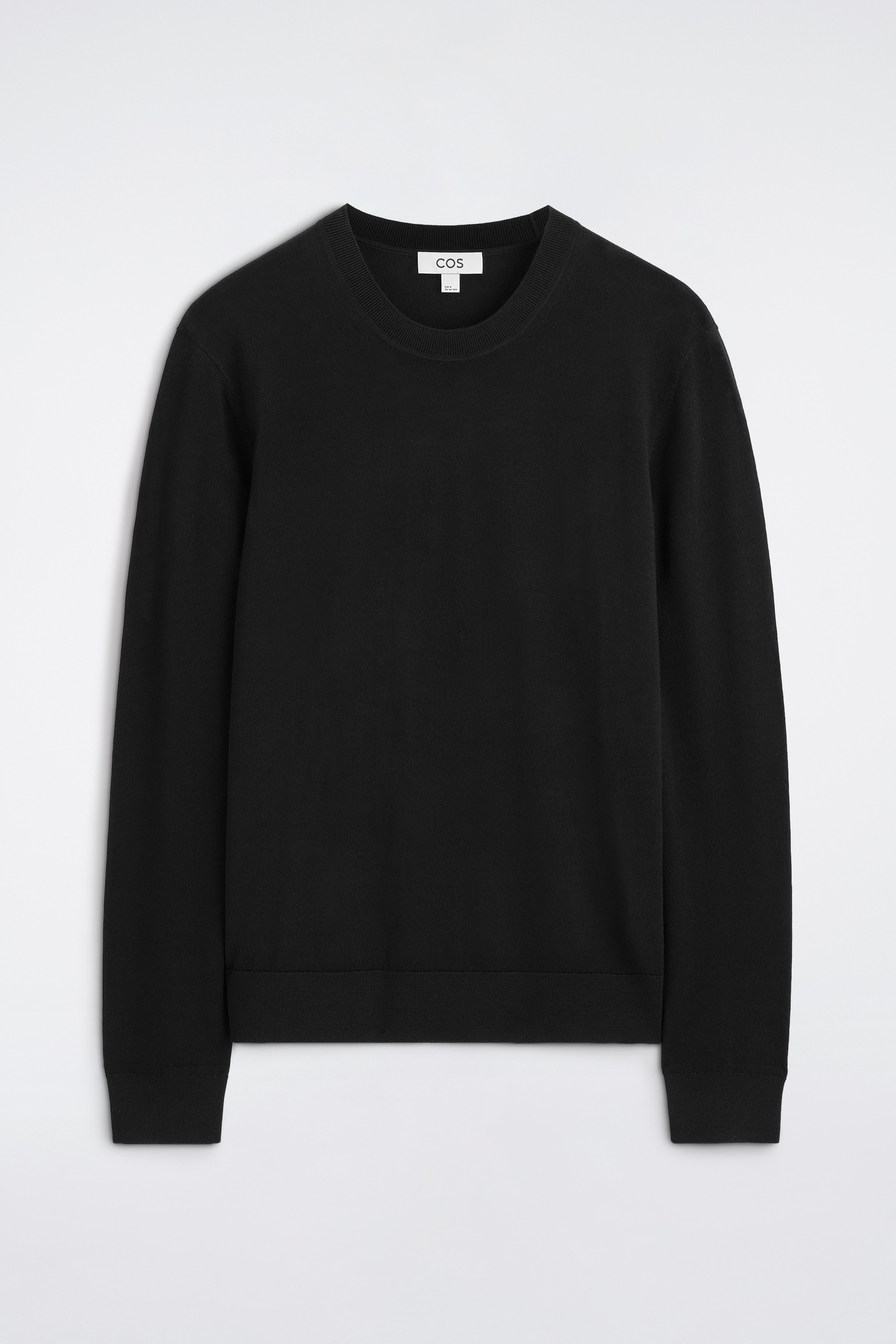 SLIM MERINO WOOL CREW-NECK JUMPER - BLACK/CHARCOAL MÉLANGE