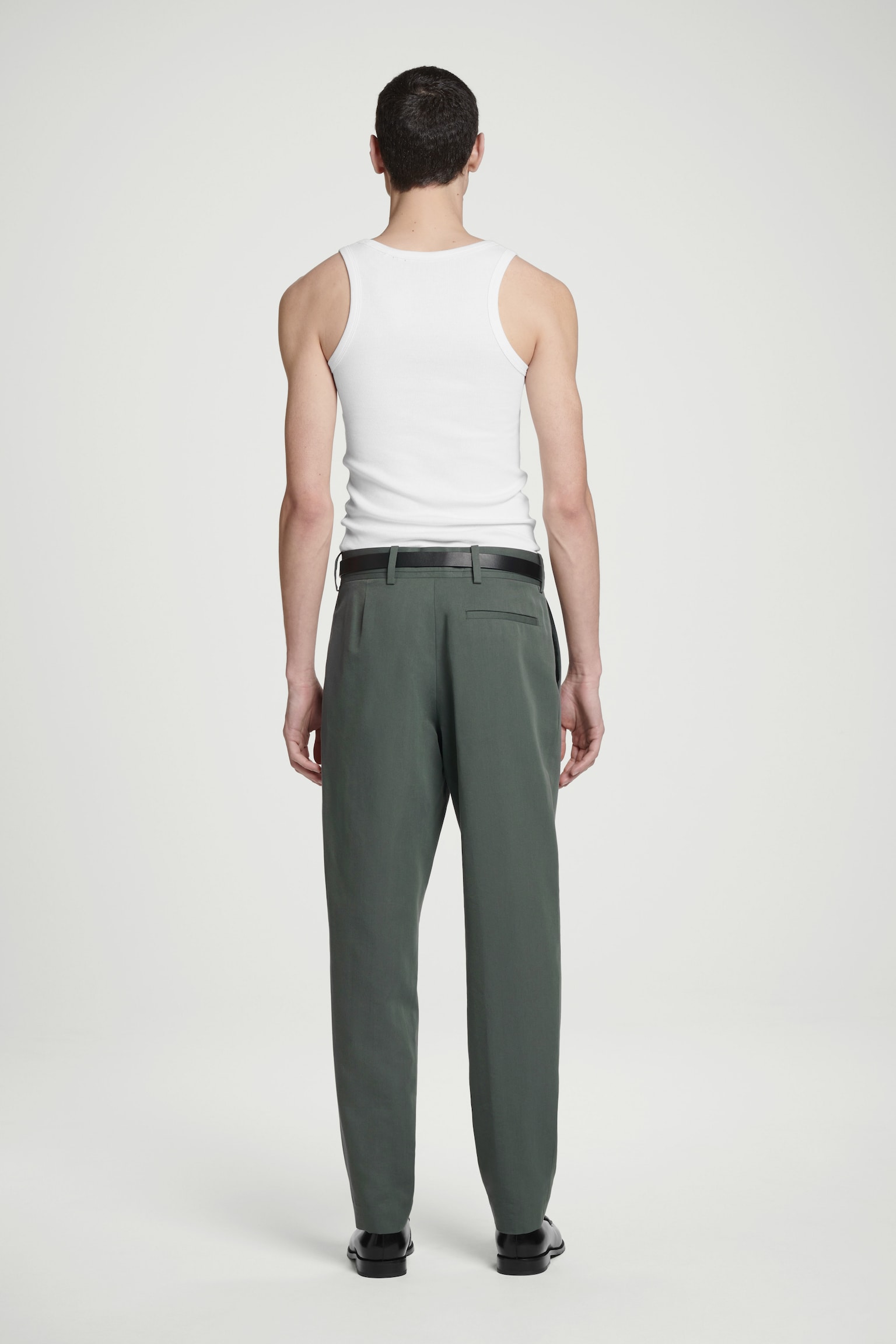 TAILORED STRAIGHT-LEG TROUSERS - DARK GREEN/NAVY - 6