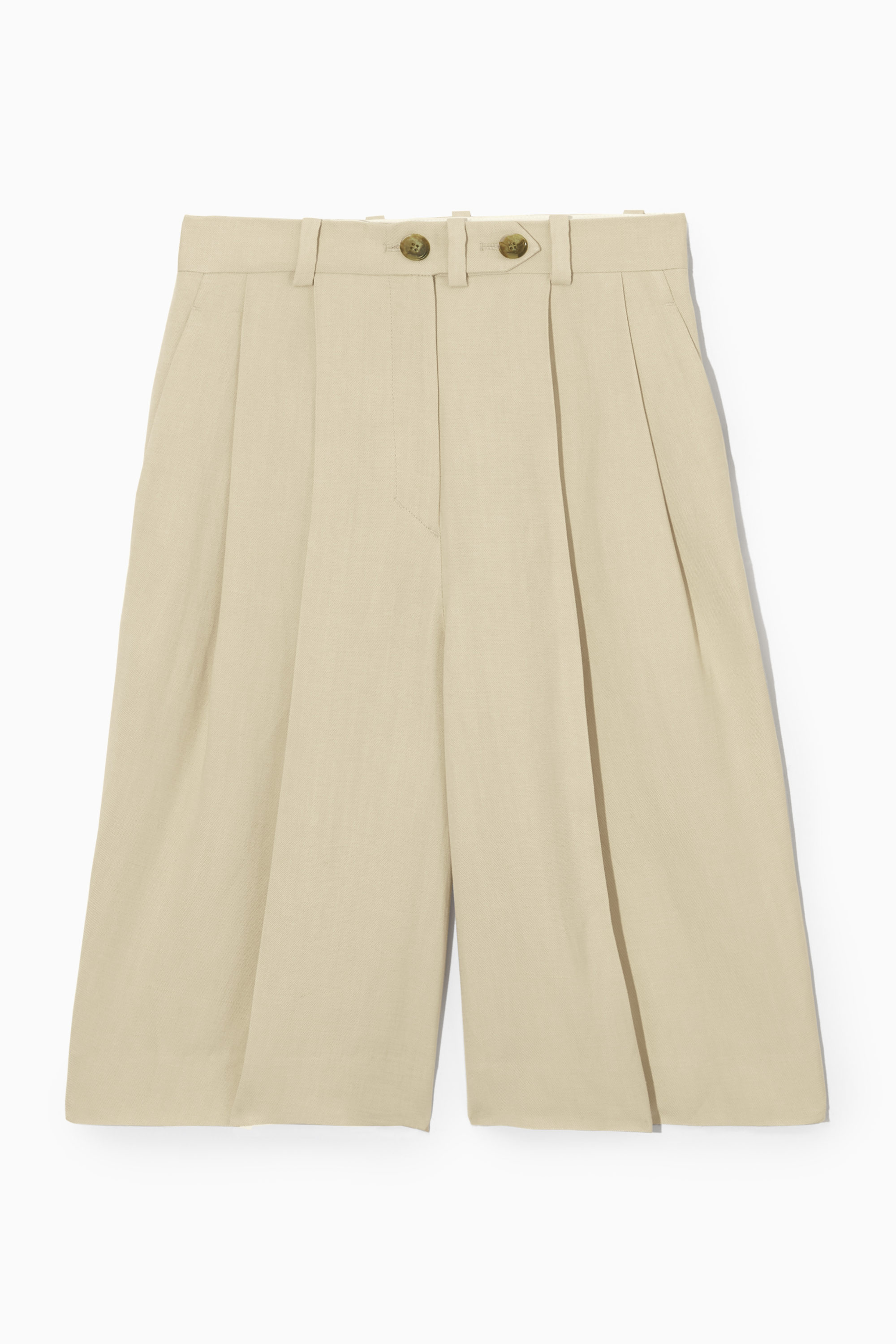 ショートパンツ NUDE Linen bermuda shorts METALLIC HOPSACK BERMUDA SHORTS - LIGHT BEIGE | COS