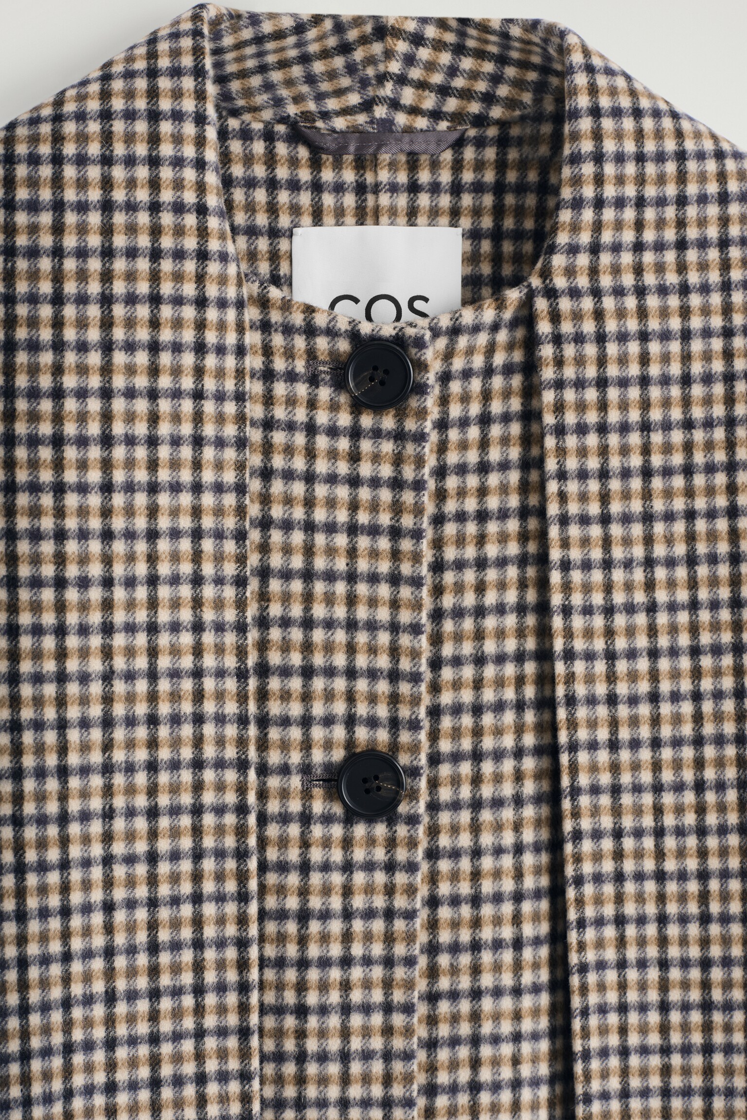 KURZJACKE AUS DOUBLEFACE-WOLLE MIT SCHAL - BEIGE/KARIERT/SCHWARZ/GRAU - 4