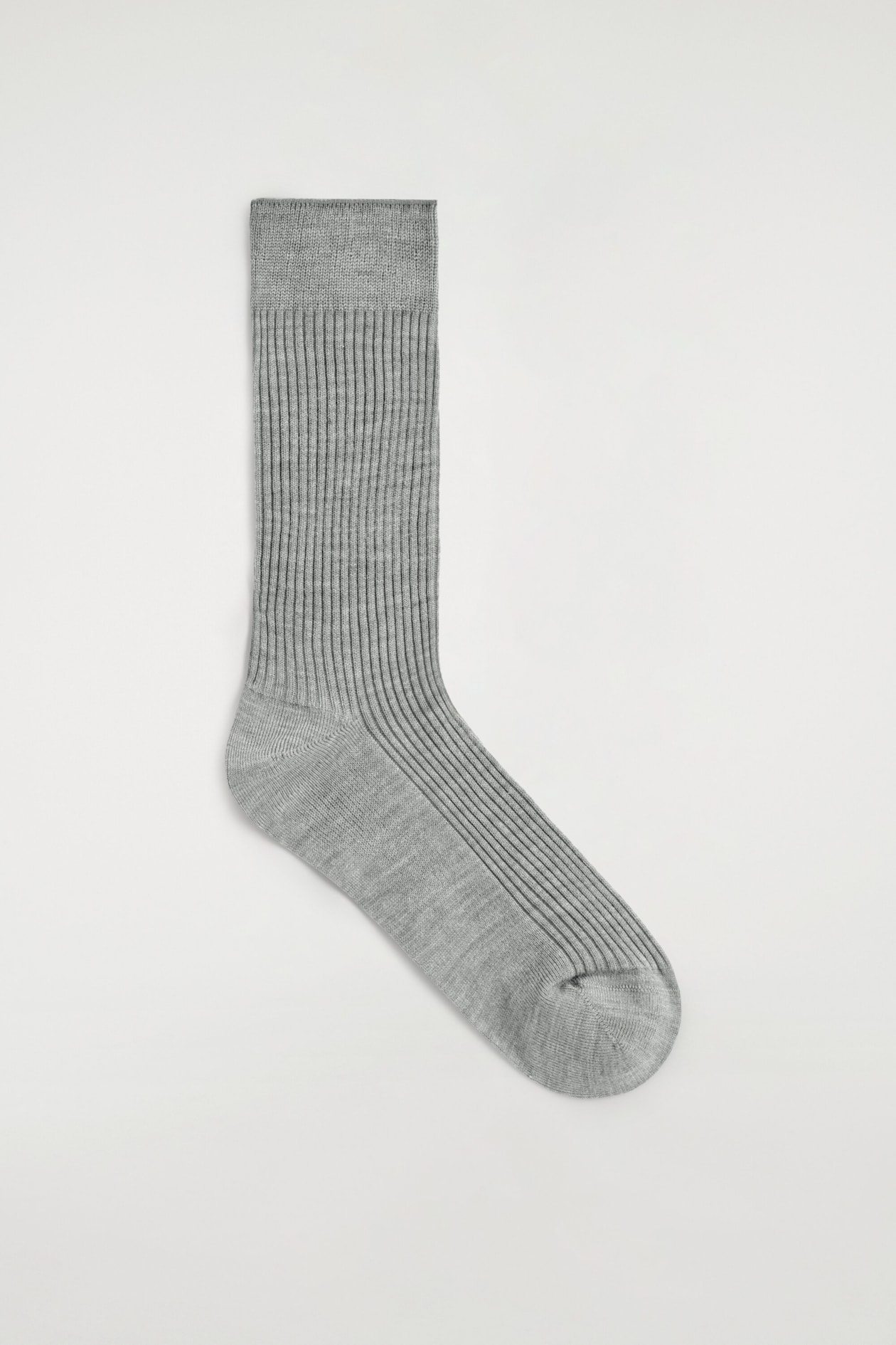 RIBBED SILK SOCKS — GREY MÉLANGE