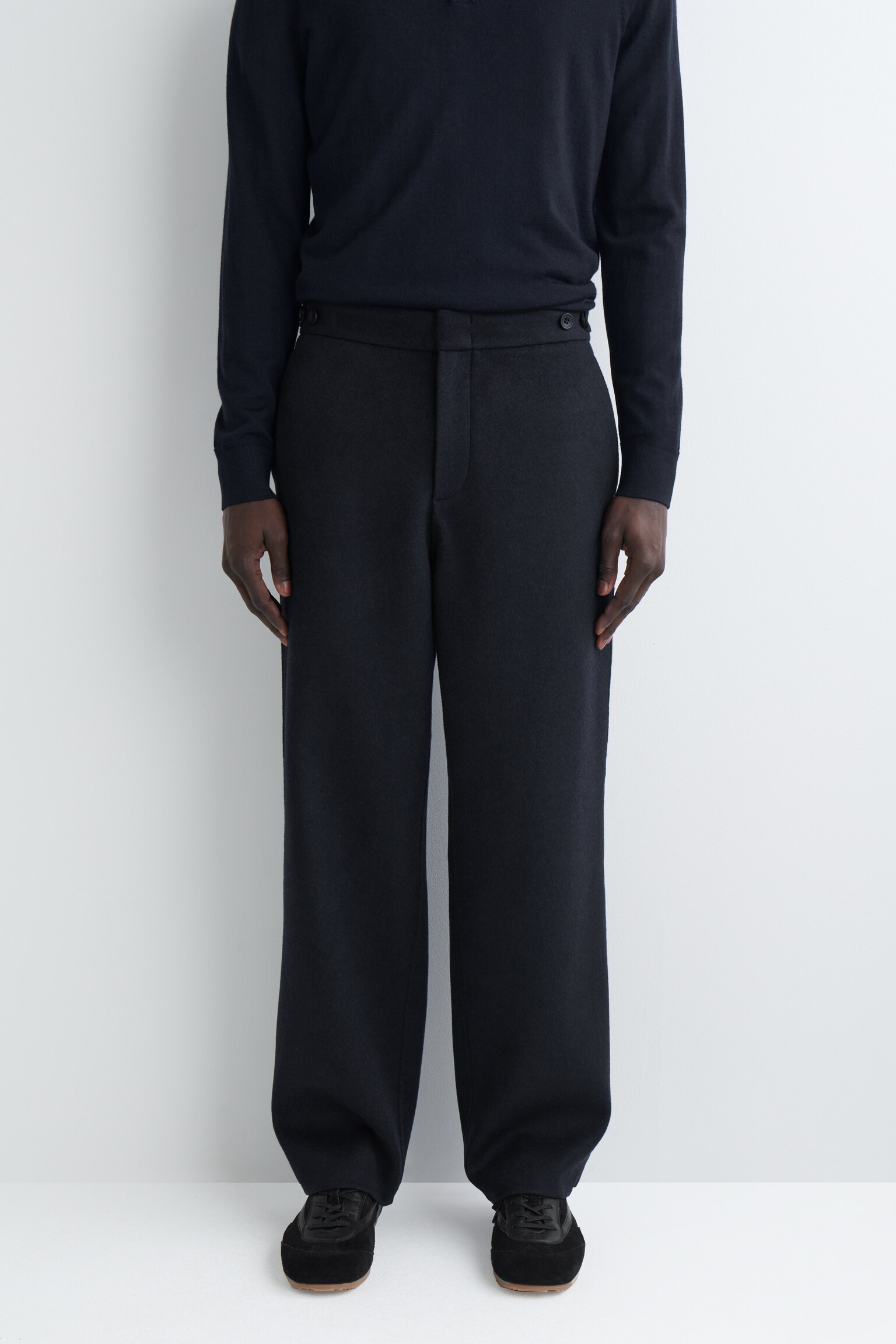 PANTALON FUSELÉ EN LAINE FENDUE - BLEU MARINE - 7