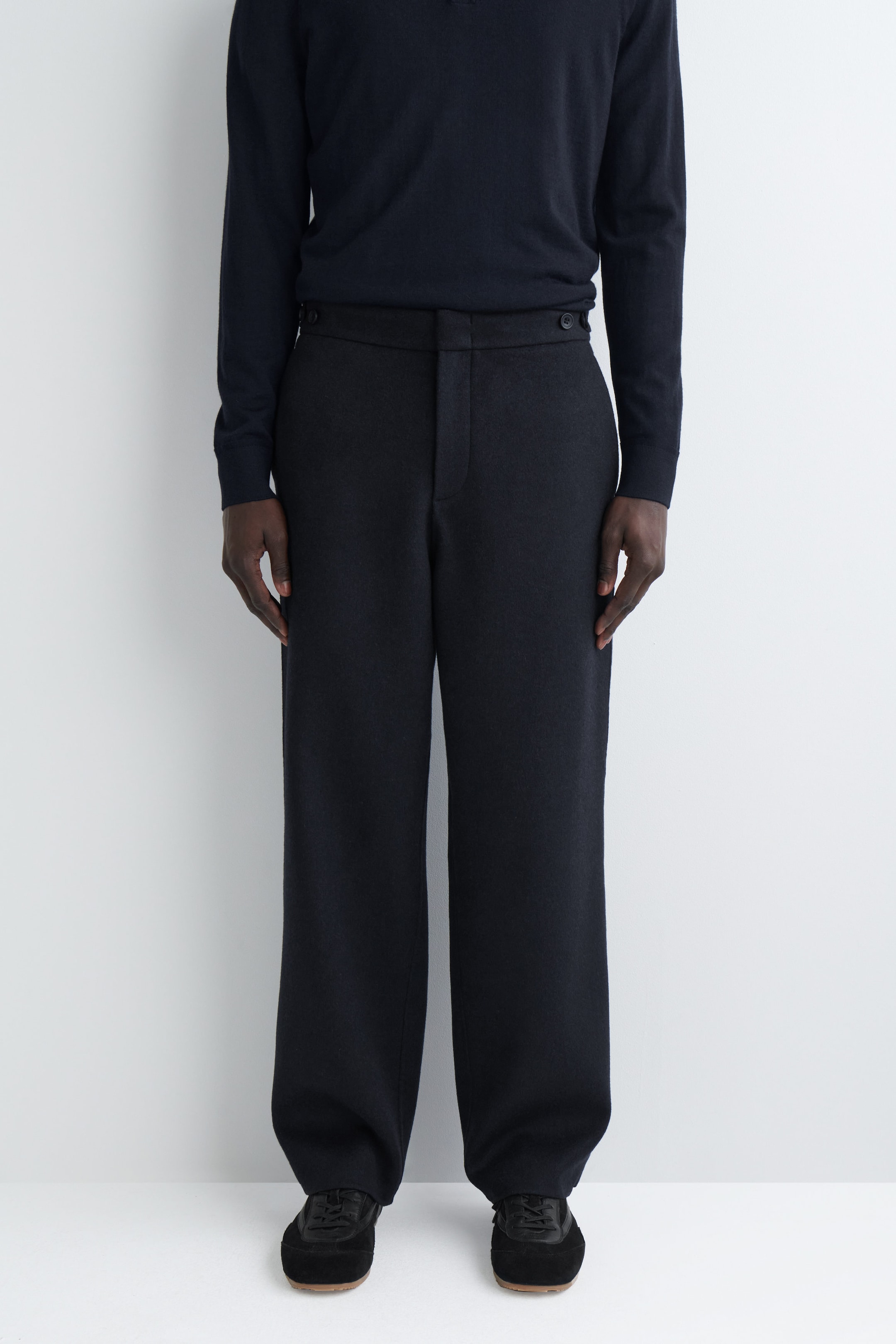 SPLIT WOOL TAPERED PANTS