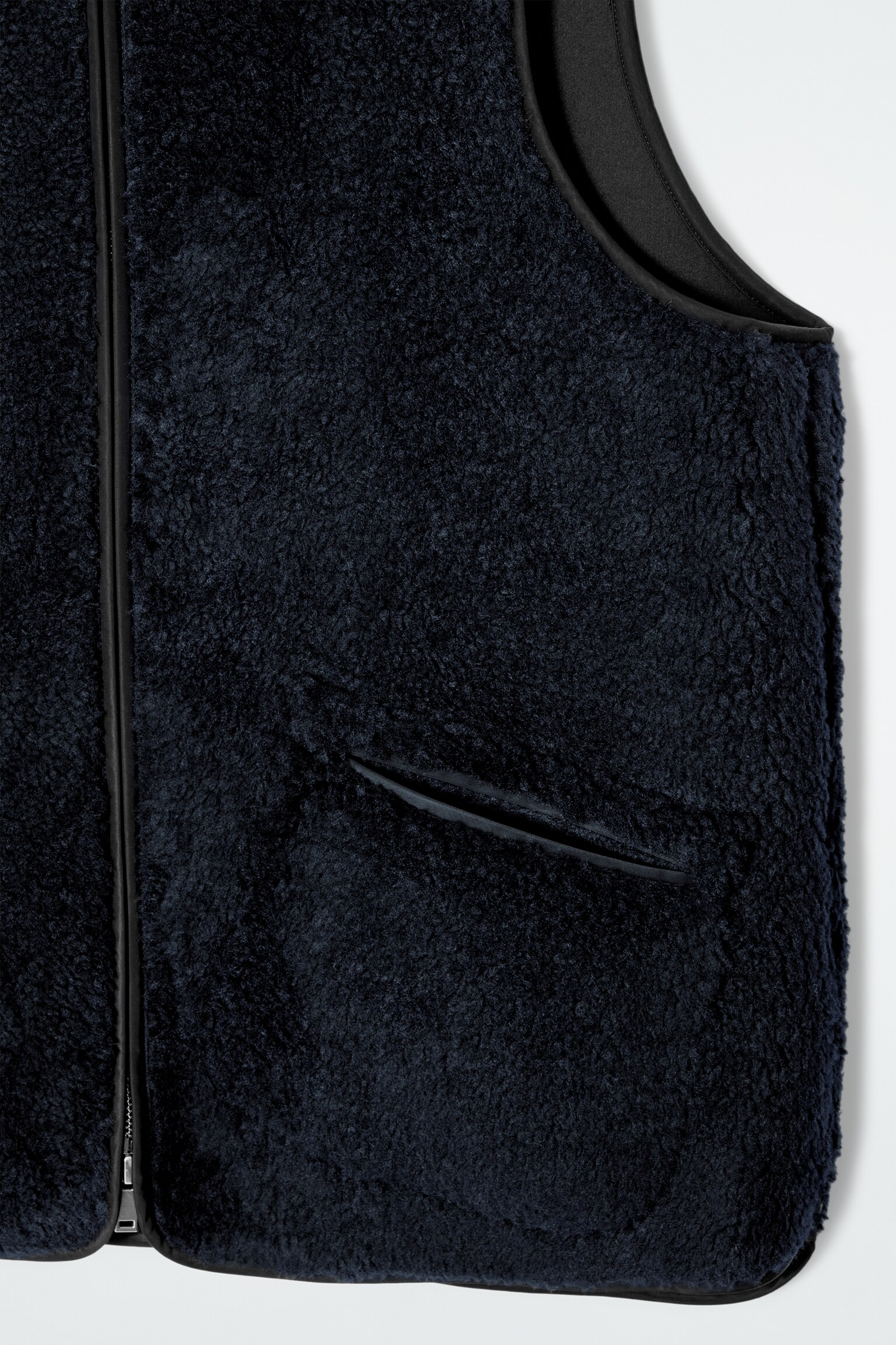 GILET OVERSIZE EN FAUSSE PEAU LAINÉE - BLEU MARINE/IVOIRE - 7