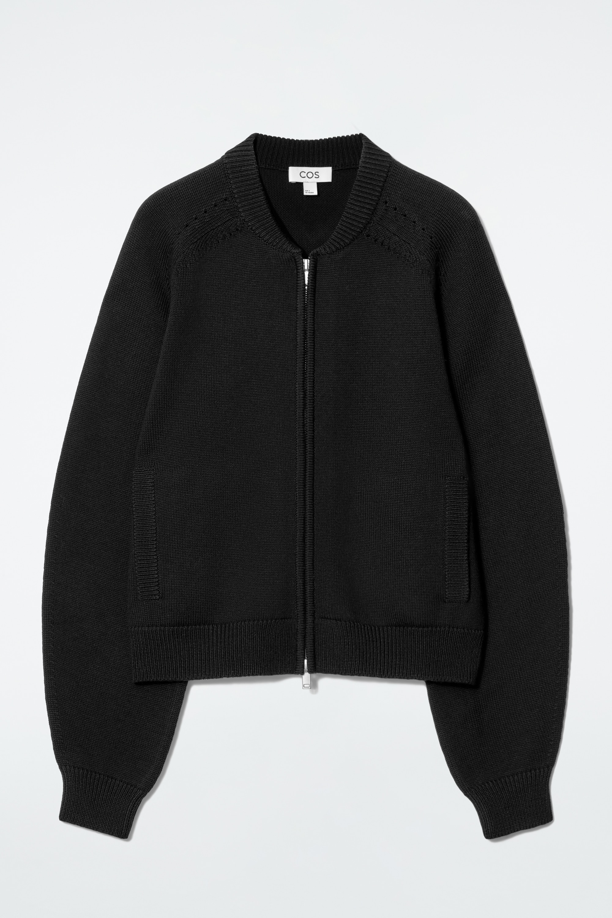 CHAQUETA DE LANA DE PUNTO POINTELLE - NEGRO