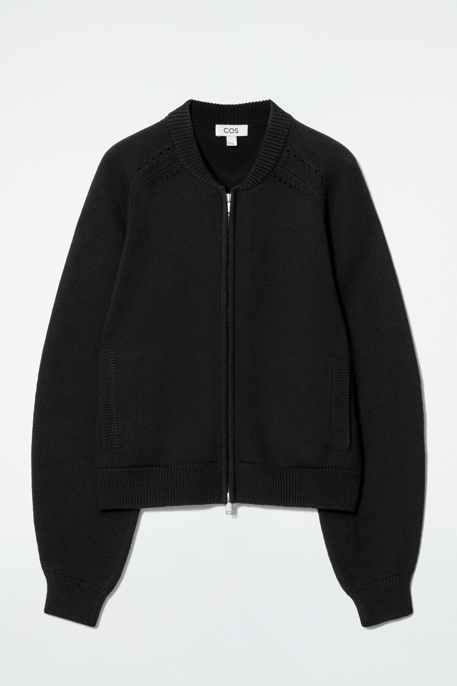 VESTE AVEC FINITIONS EN MAILLE POINTELLE EN LAINE - NOIR - 2