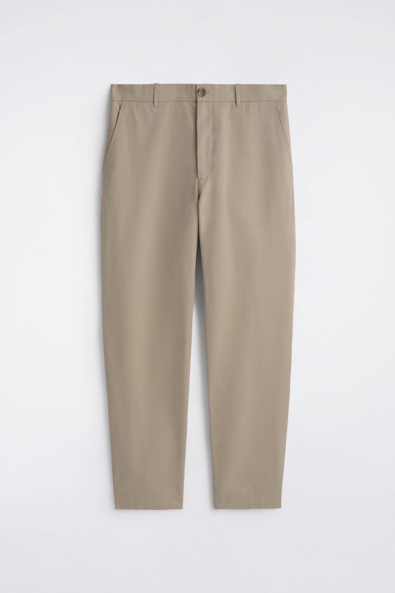COTTON REGULAR-FIT STRAIGHT-LEG CHINOS — BEIGE