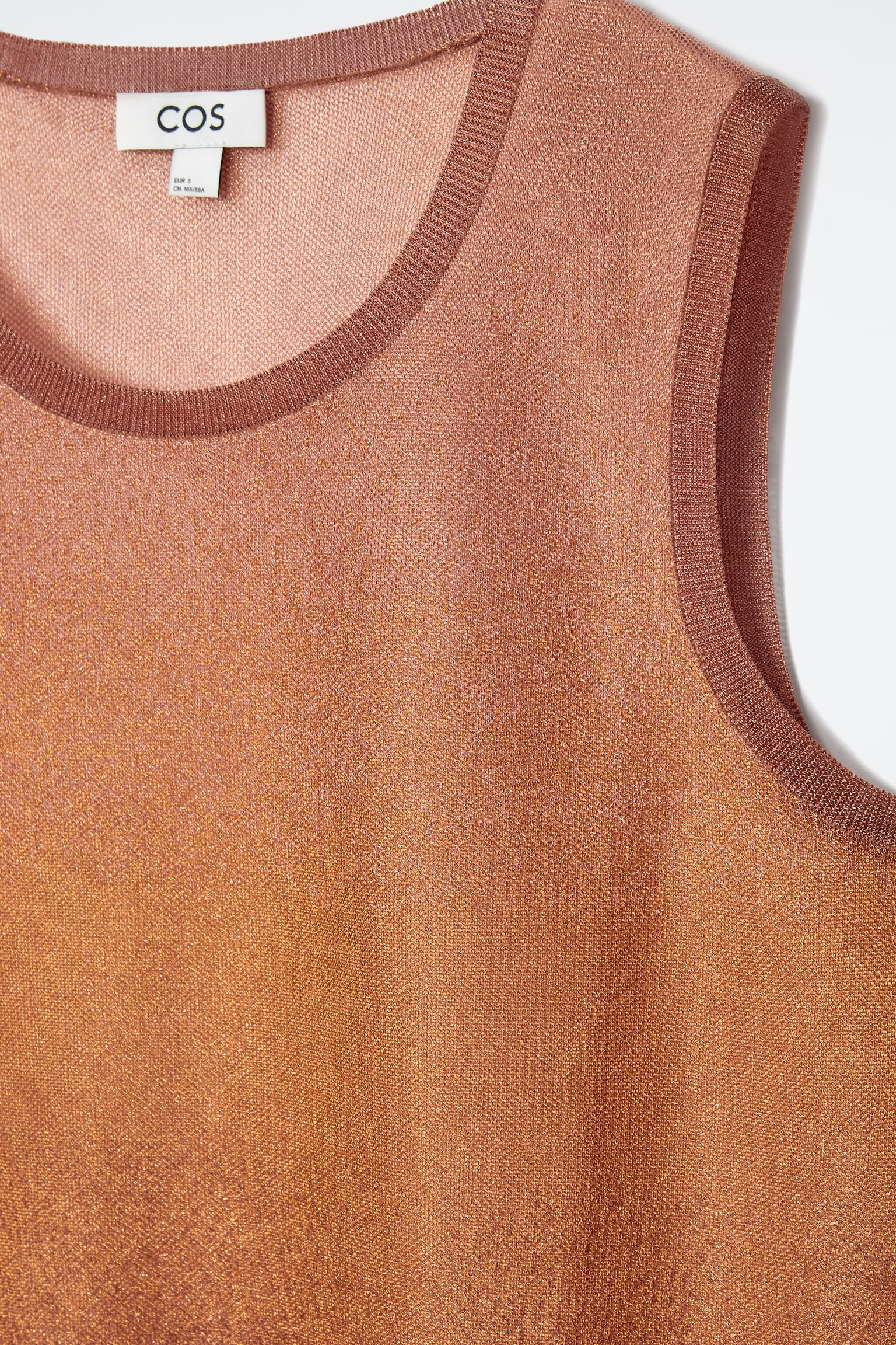 SHEER FINE-KNIT TANK TOP - BROWN/YELLOW - 4
