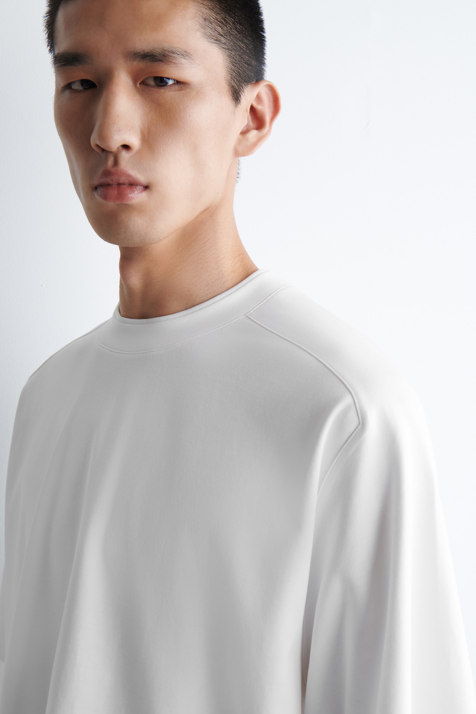 T-SHIRT OVERSIZE Z BAWEŁNY DWUŁOŻYSKOWEJ - BIAŁY/CZARNY/ BIAŁY - 7