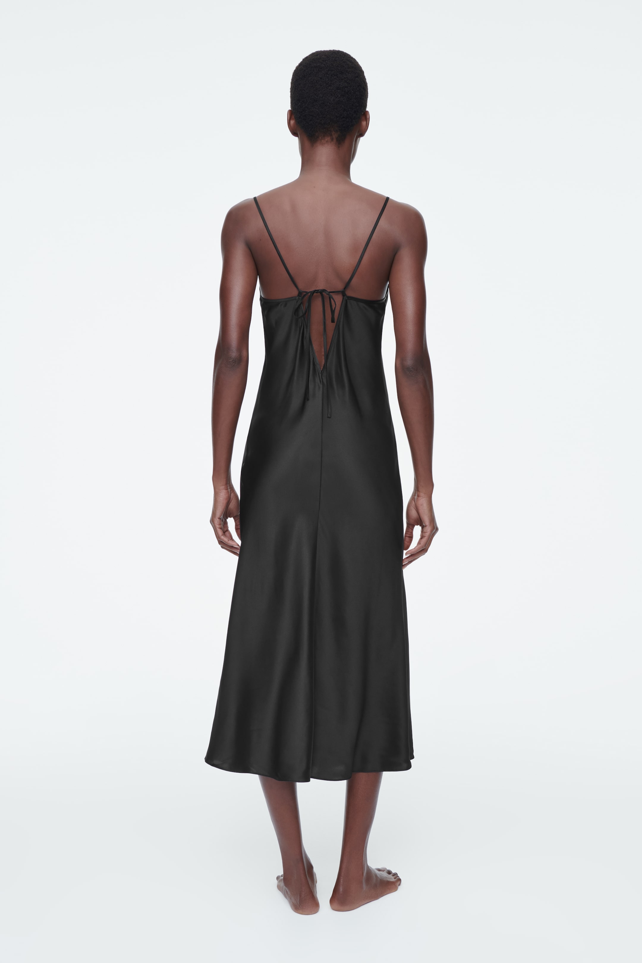 View larger image: SHEER-PANEL SILK SLIP DRESS - BLACK - Ladies | H&M GB 2