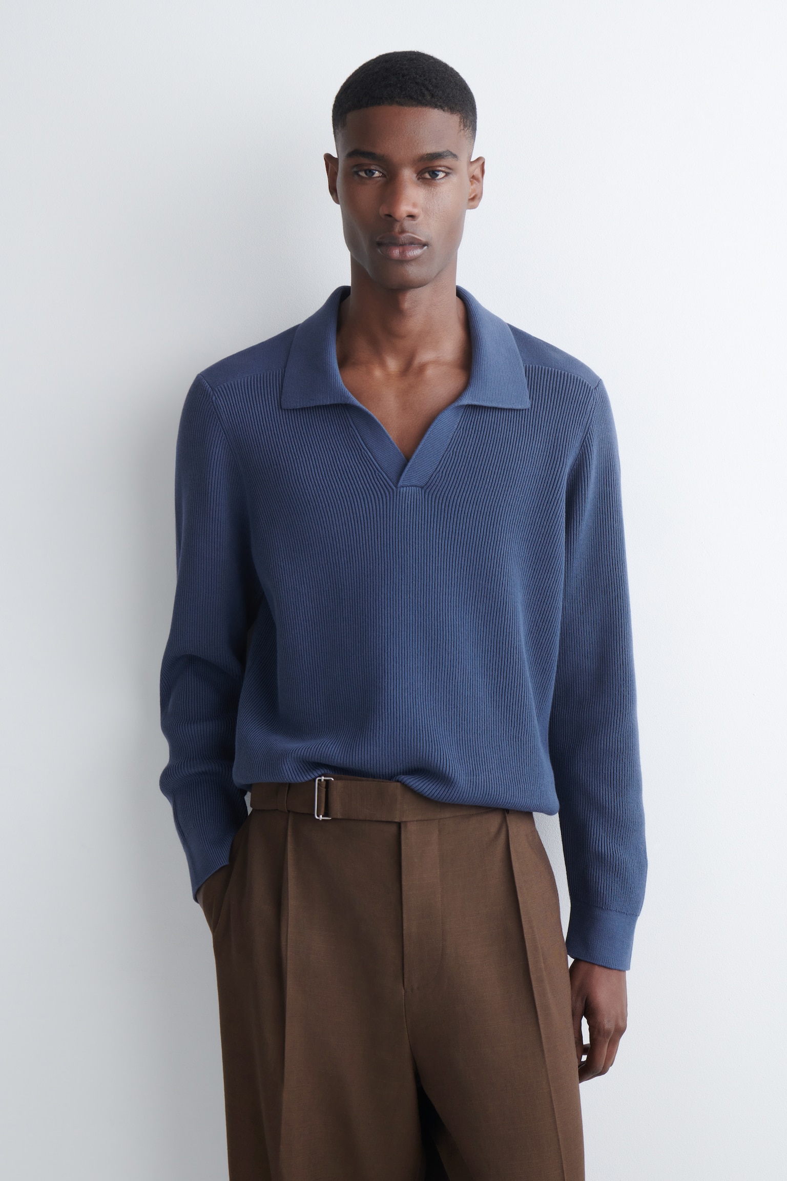 COTTON POLO JUMPER - NAVY/BEIGE - 1