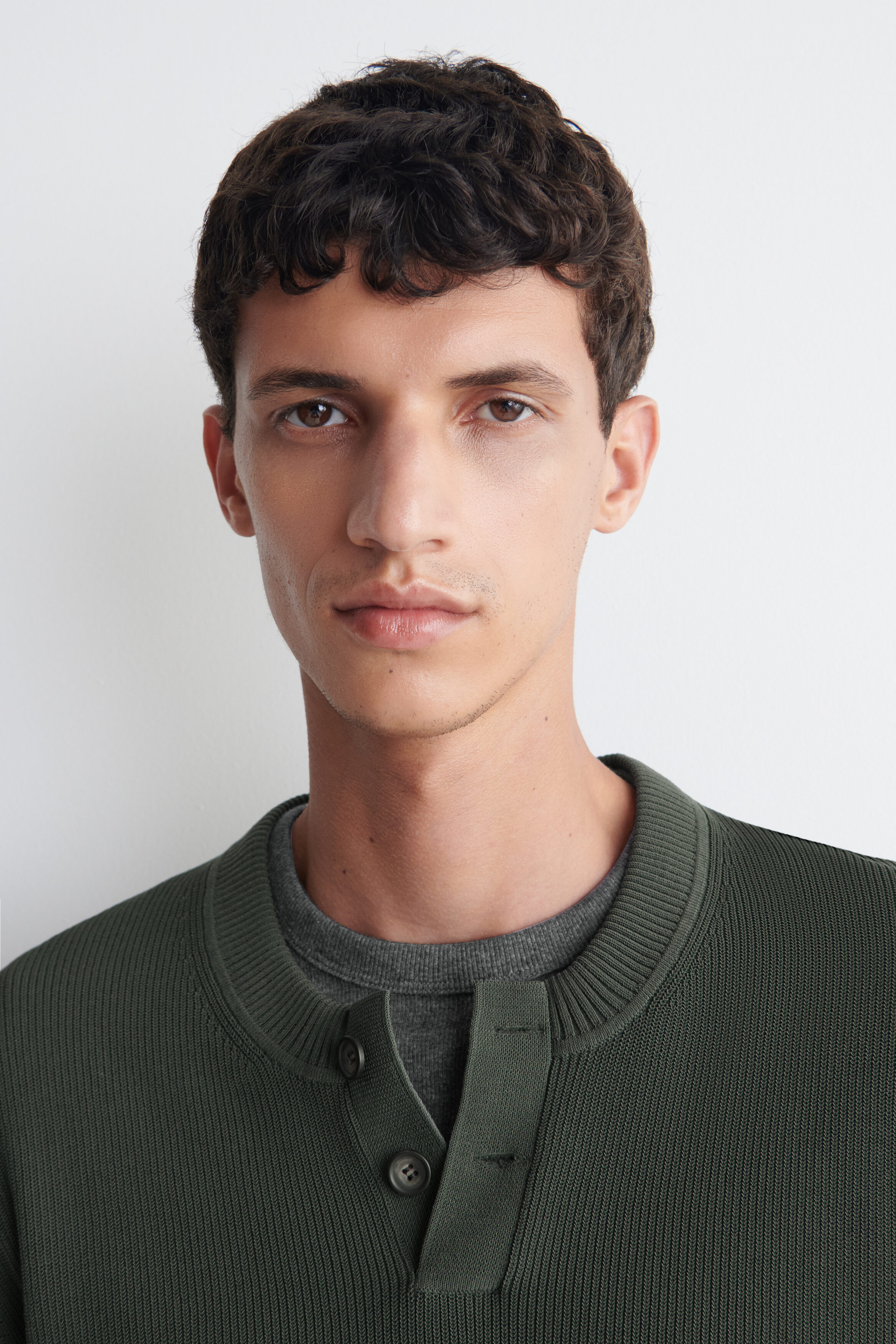 KNITTED COTTON HENLEY SWEATER - thumbnail 5