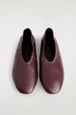MINIMAL LEATHER BALLET FLATS — RED 1