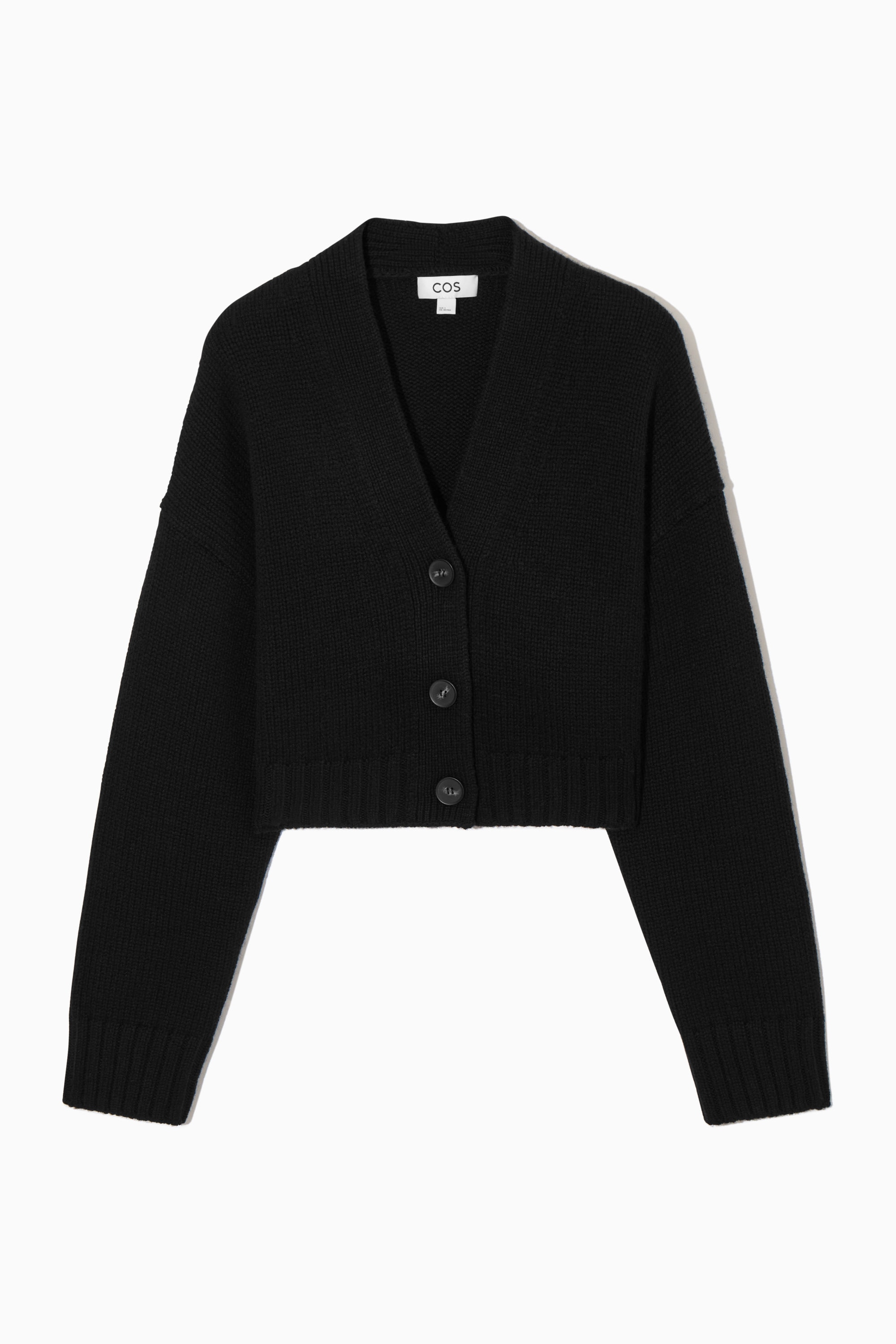 CHUNKY CROPPED CASHMERE-BLEND CARDIGAN - BLACK | COS