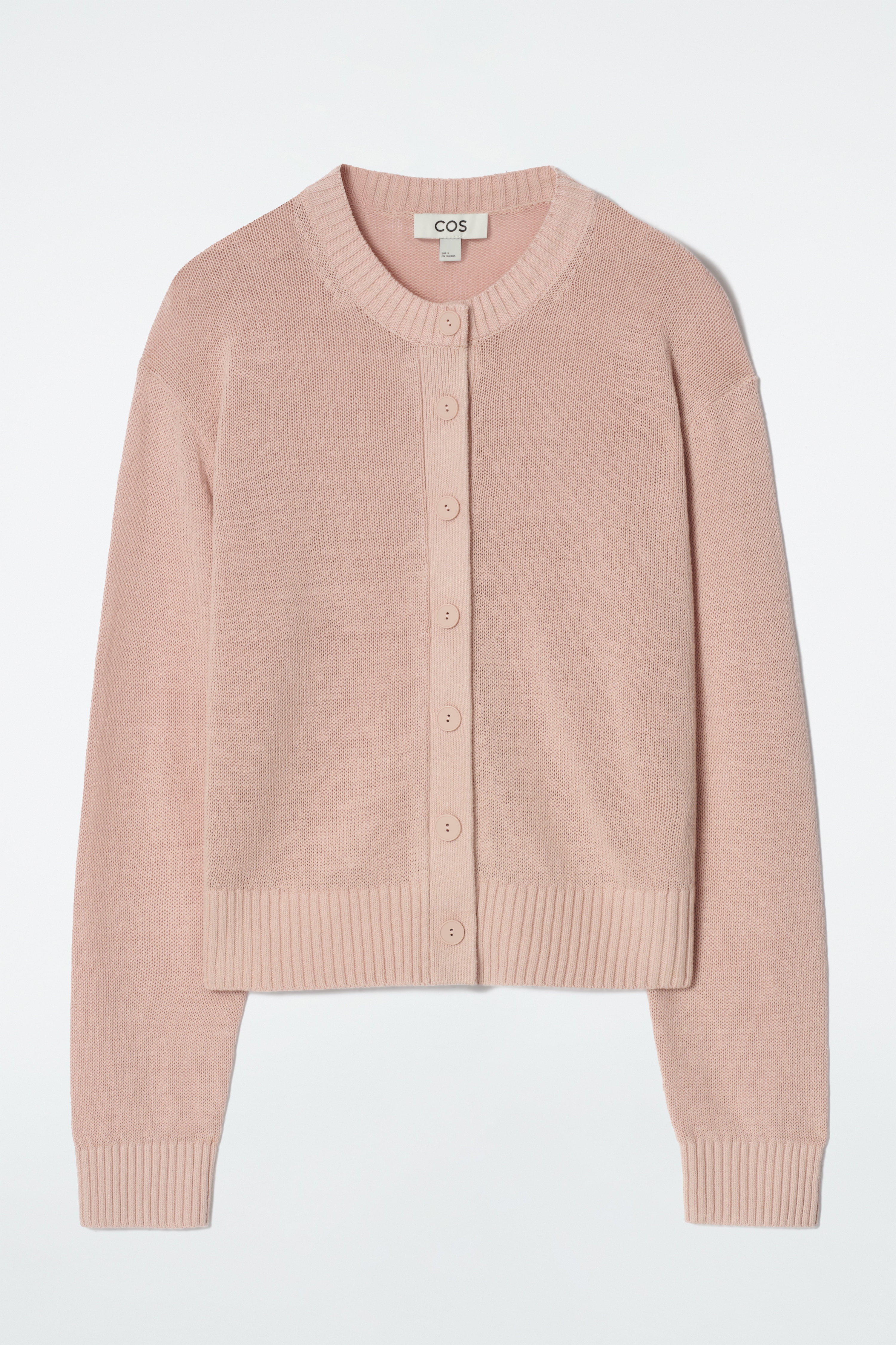 Pletený lněný kardigan - RŮŽOVÁ/SLONOVÁ KOST/TMAVĚ HNĚDÁ