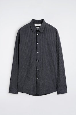 SLIM TAILORED COTTON-POPLIN SHIRT — NAVY / PINSTRIPED 7