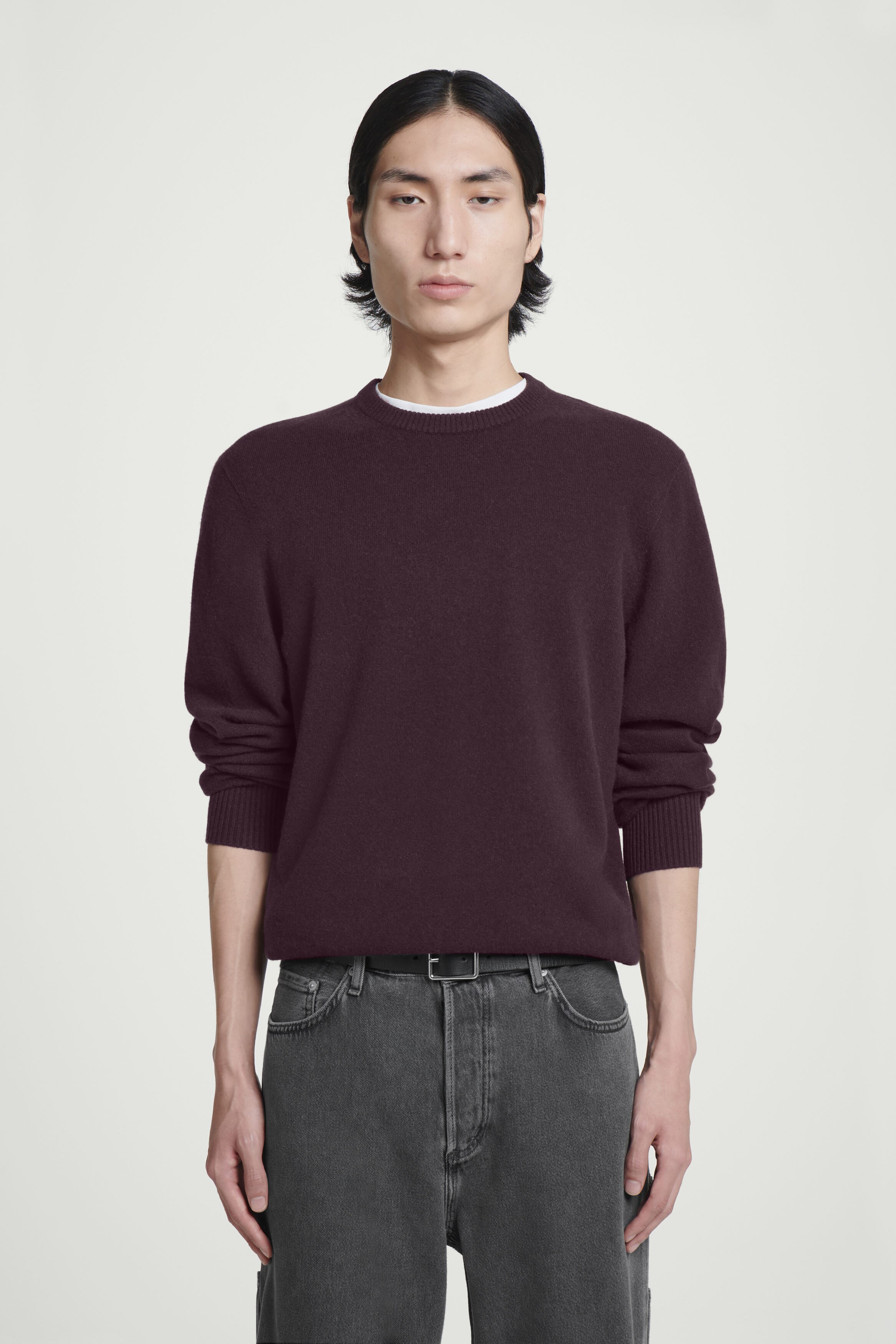 【関税&送料込】Mm Studio Burgundy Cashmere And Wool Canneti L'emi Cashmere/Wool Cable Crewneck Sweater