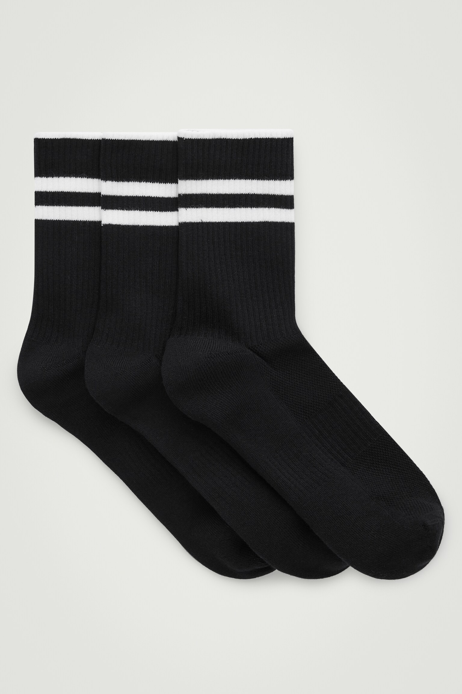 3-PACK RIBBED SPORT SOCKS - BLACK / STRIPED/BLACK - 1