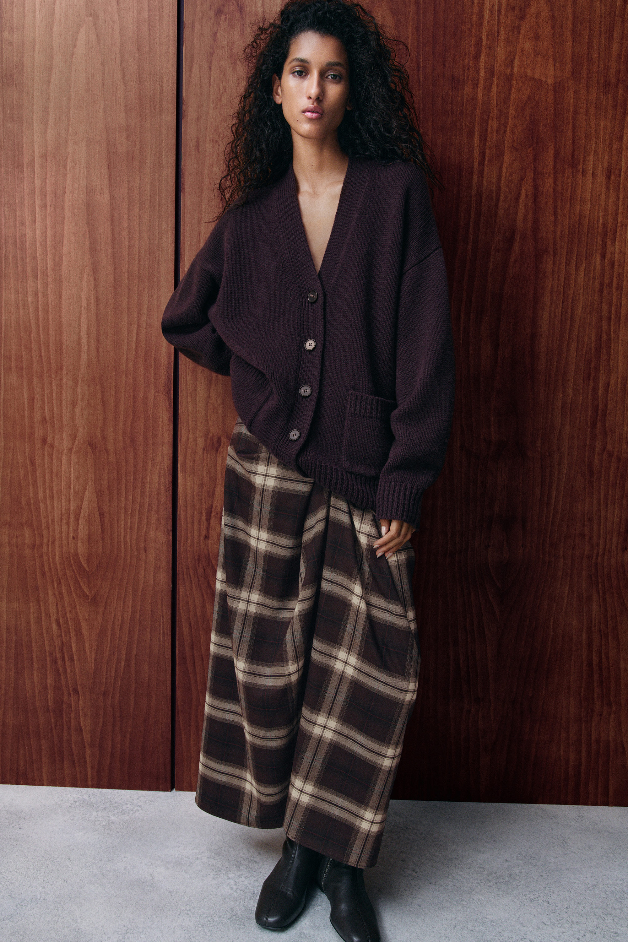 OVERSIZED MERINO WOOL CARDIGAN - DARK PURPLE | COS US