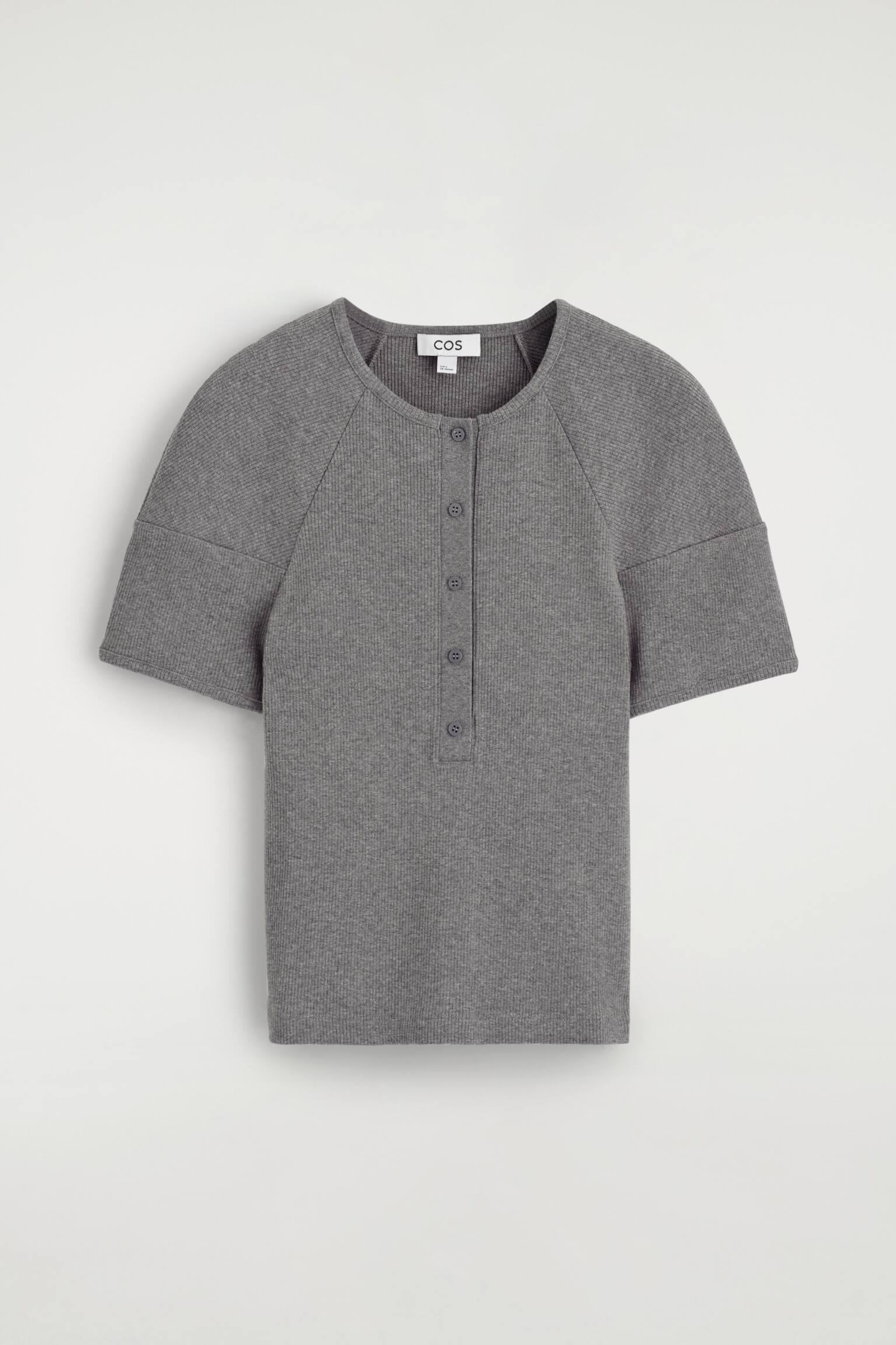 CAMISETA HENLEY CANALÉ CUELLO REDONDO - GRIS JASPEADO/BLANCO/AZUL MARINO - 1