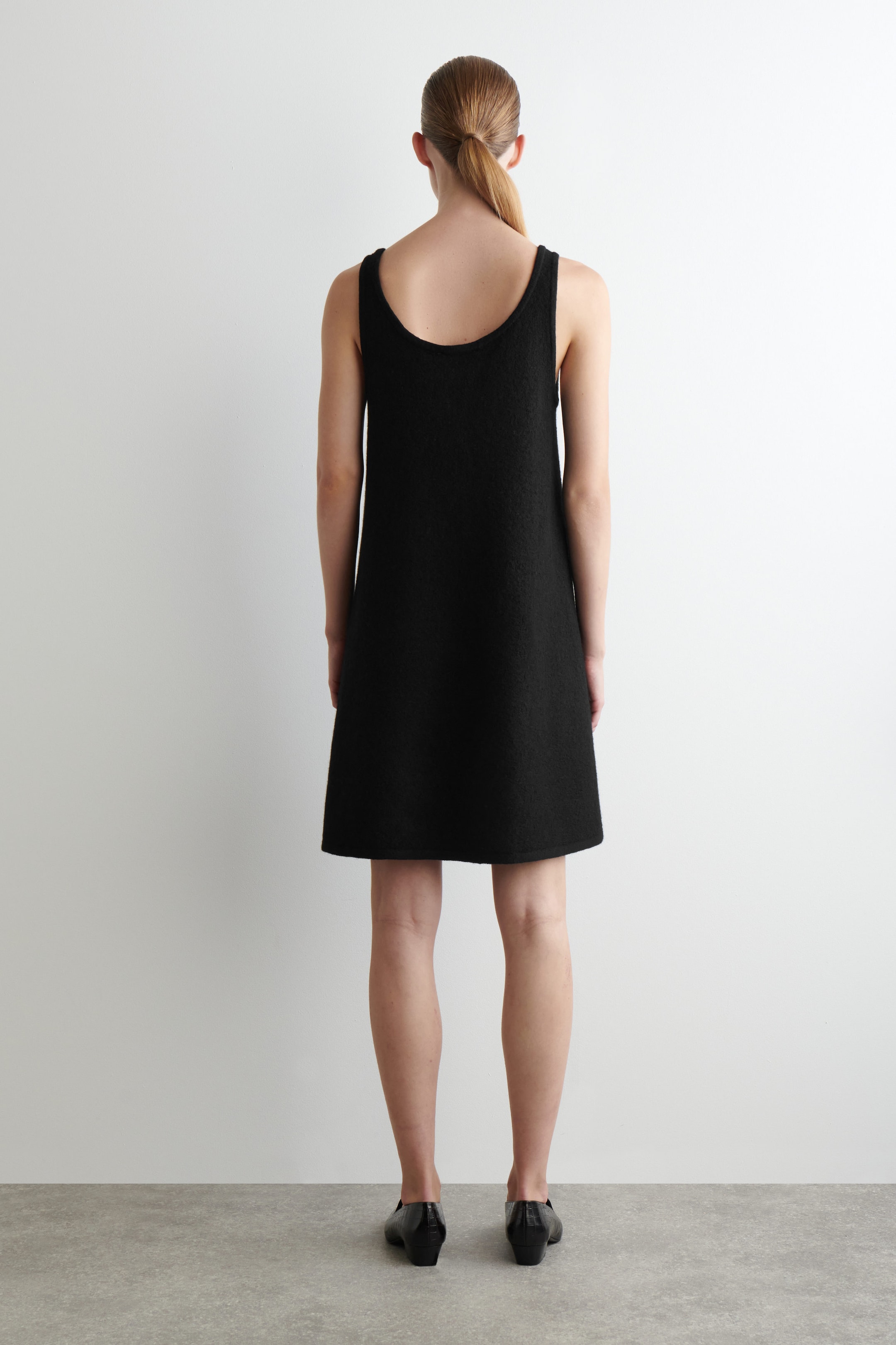 BOILED-WOOL A-LINE MINI DRESS