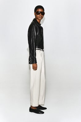 FOLDED CURVED-LEG TURN-UP JEANS — WHITE 4