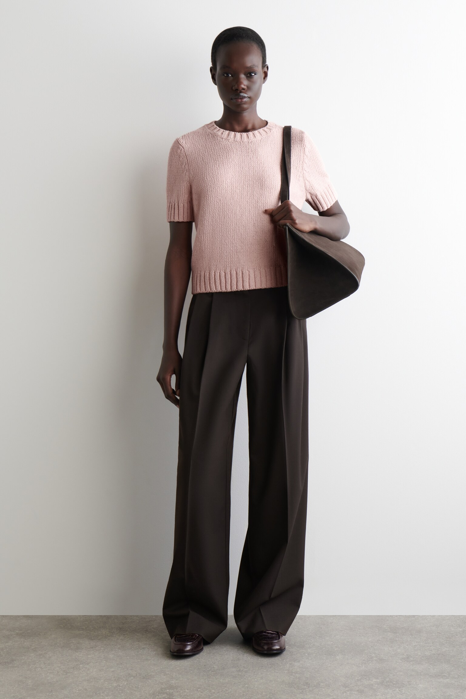 T-SHIRT IN MAGLIA DI COTONE - ROSA CHIARO/ÉCRU - 3