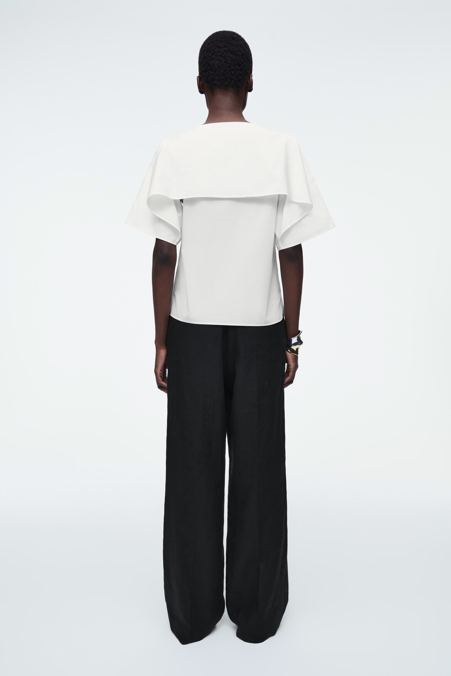 TOP DRAPPEGGIATO IN COTONE - BIANCO/VERDE CHIARO - 6