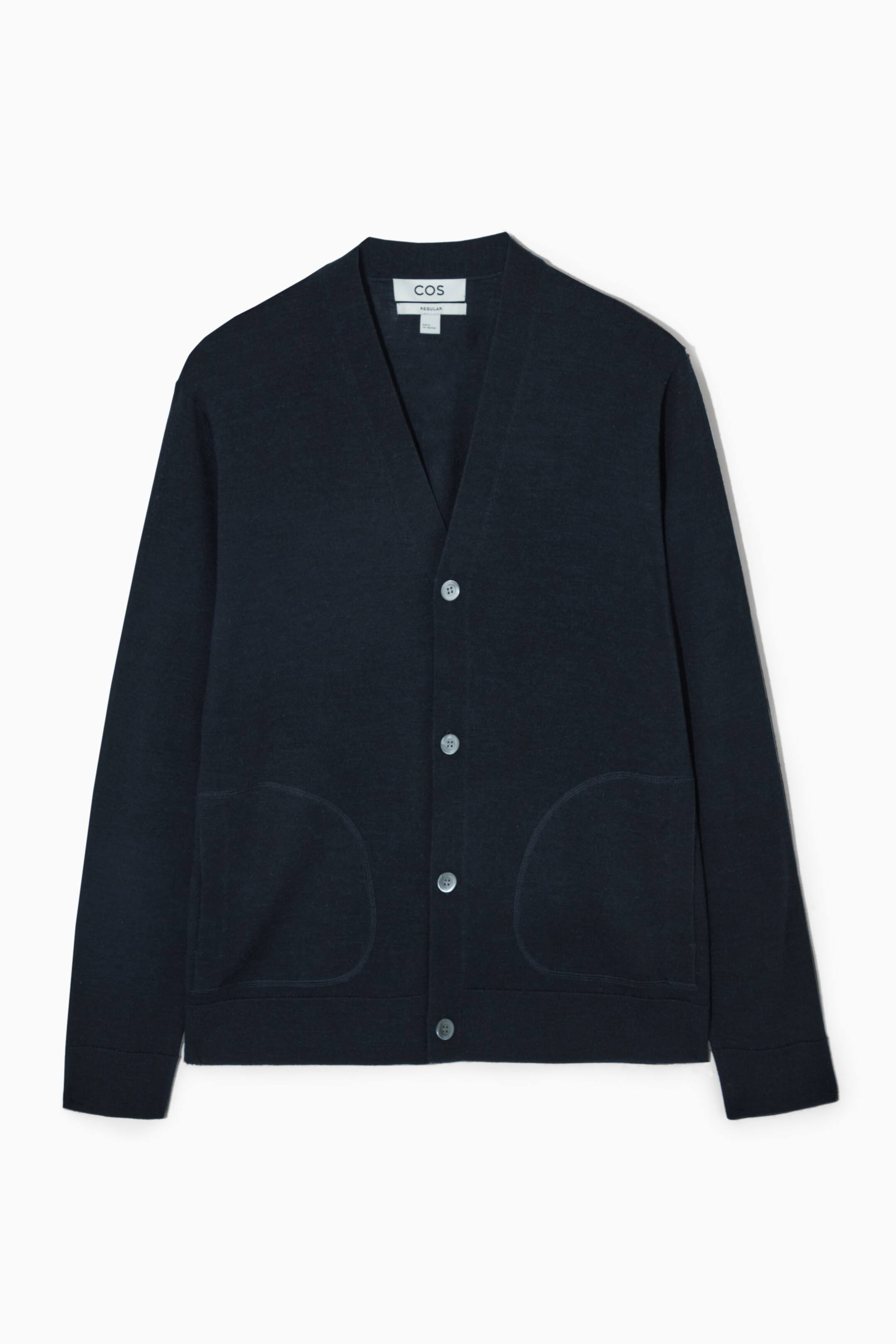 View larger image: V-NECK MERINO WOOL CARDIGAN - DARK NAVY - Men | H&M GB 1