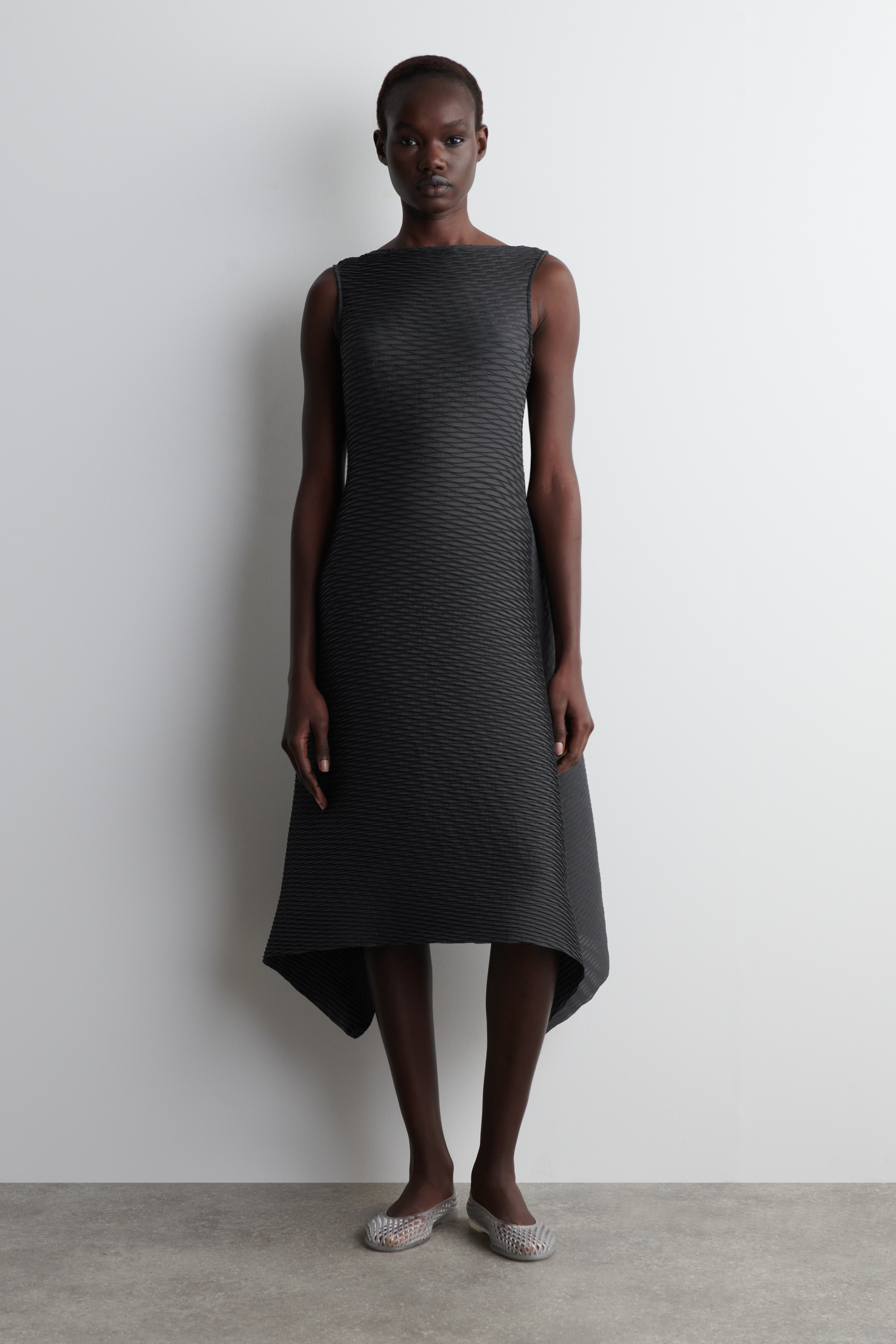 ROCHIE MIDI VOLUMINOASĂ PLISATĂ - ANTRACIT