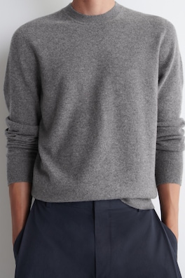 PURE CASHMERE CREW-NECK SWEATER — GRAY MÉLANGE 3
