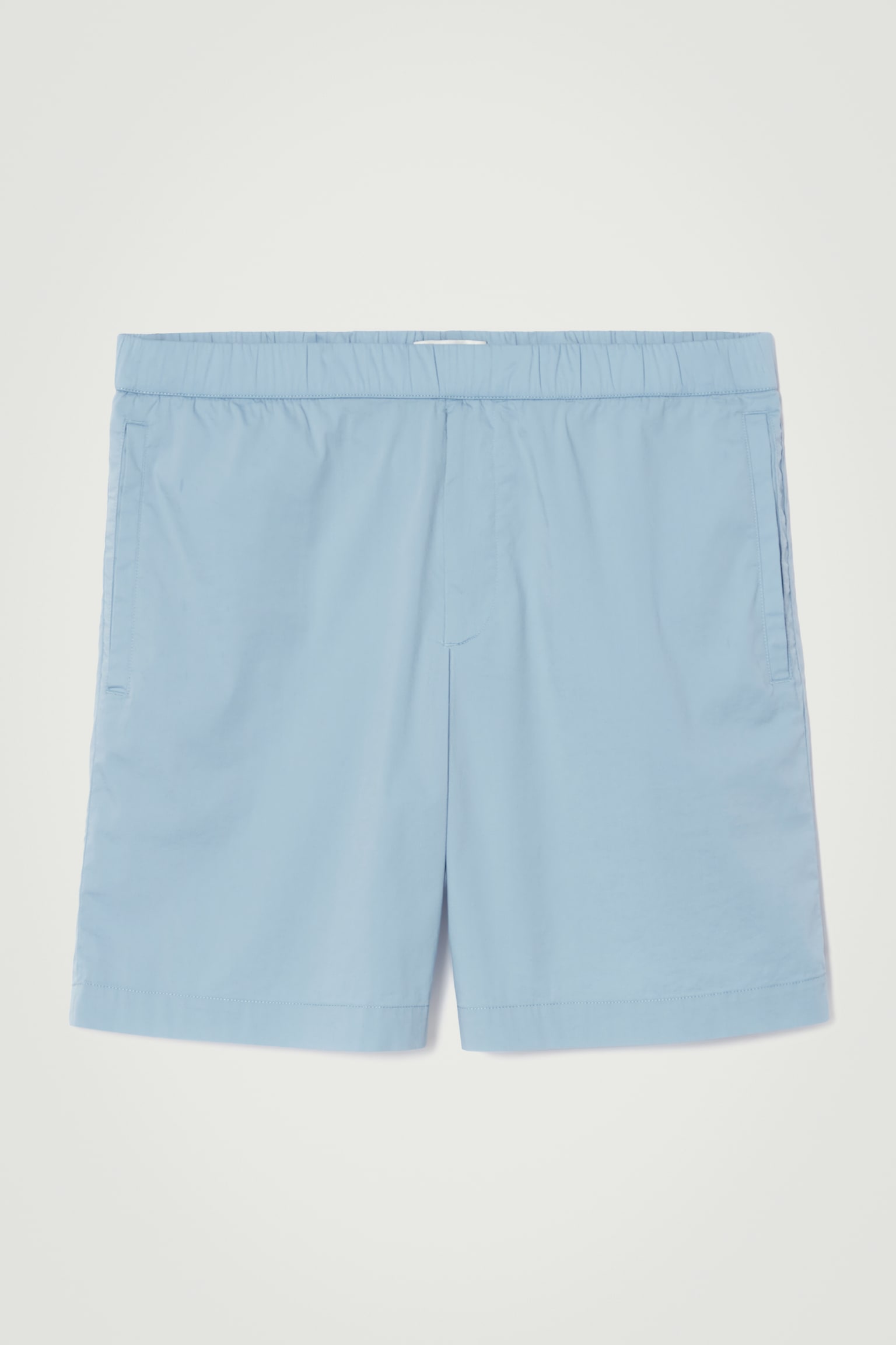 SHORT TAILLE ÉLASTIQUÉE EN COTON MÉLANGÉ - BLEU CIEL/BLEU MARINE