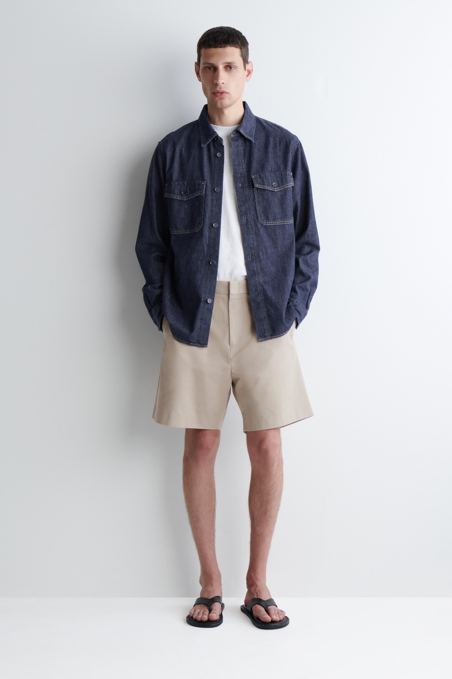 COTTON CHINO SHORTS - MOLE/DARK BROWN