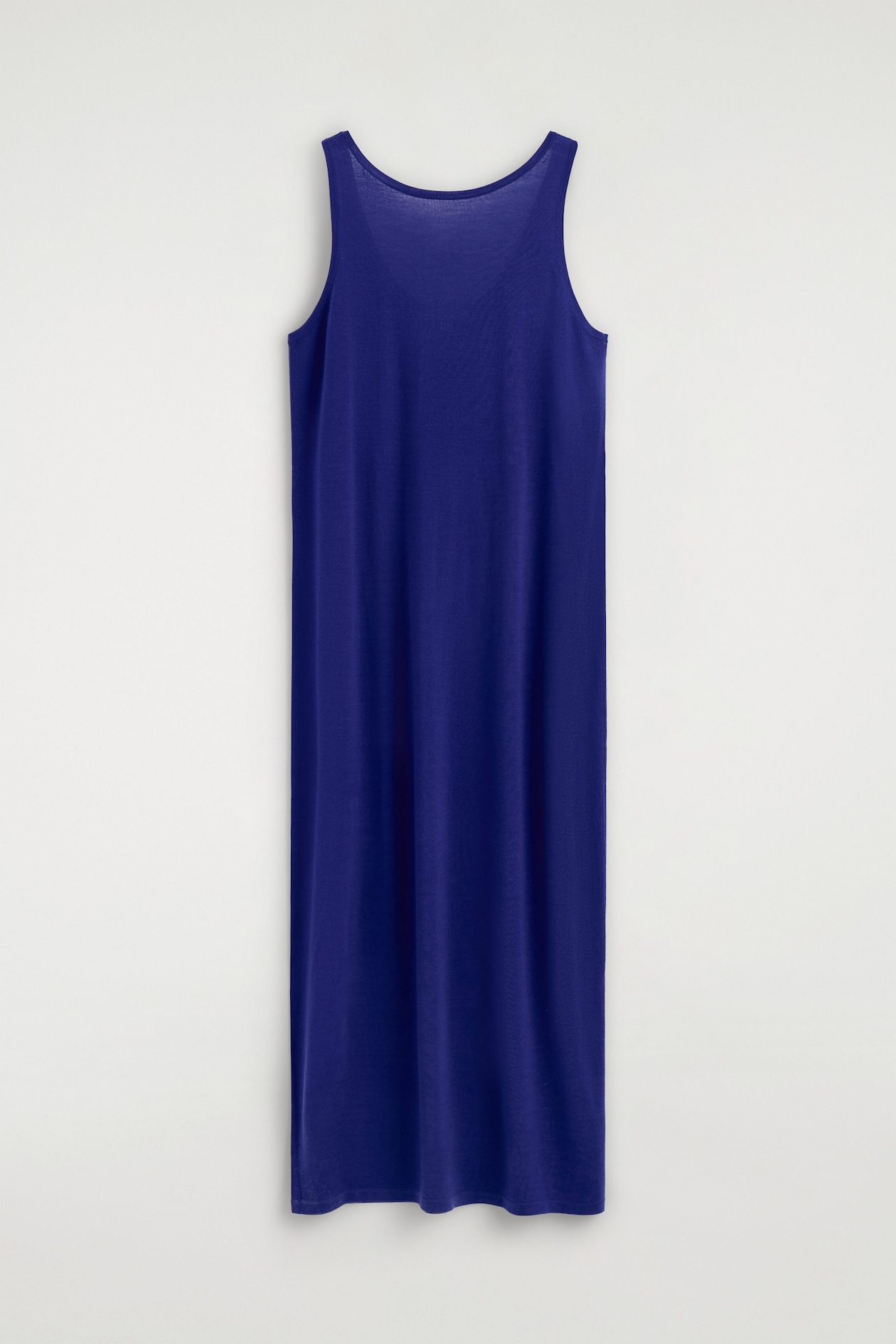 ROUNDED MERINO WOOL MAXI DRESS — COBALT BLUE