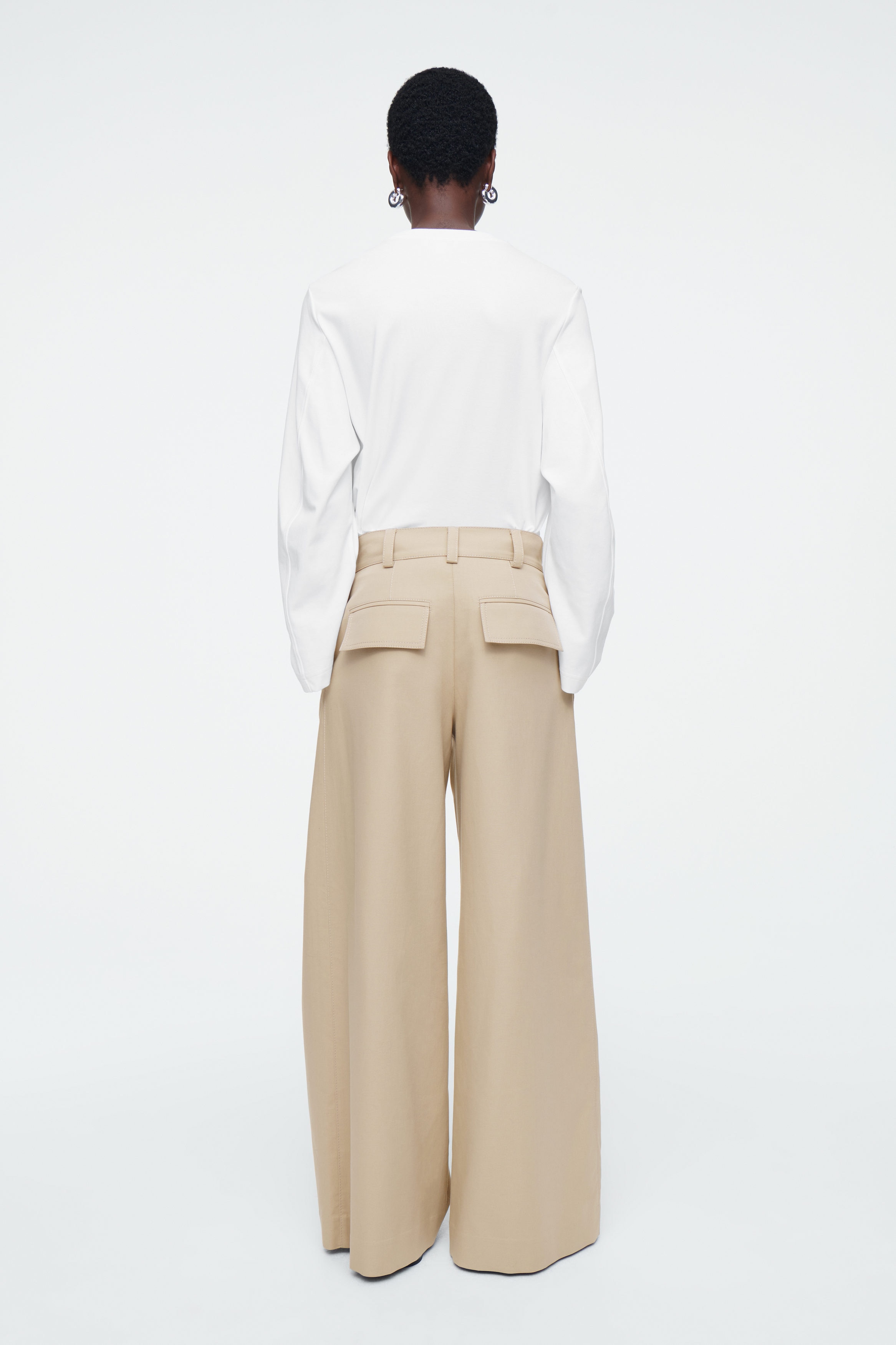 WIDE-LEG COTTON PANTS - BEIGE | COS