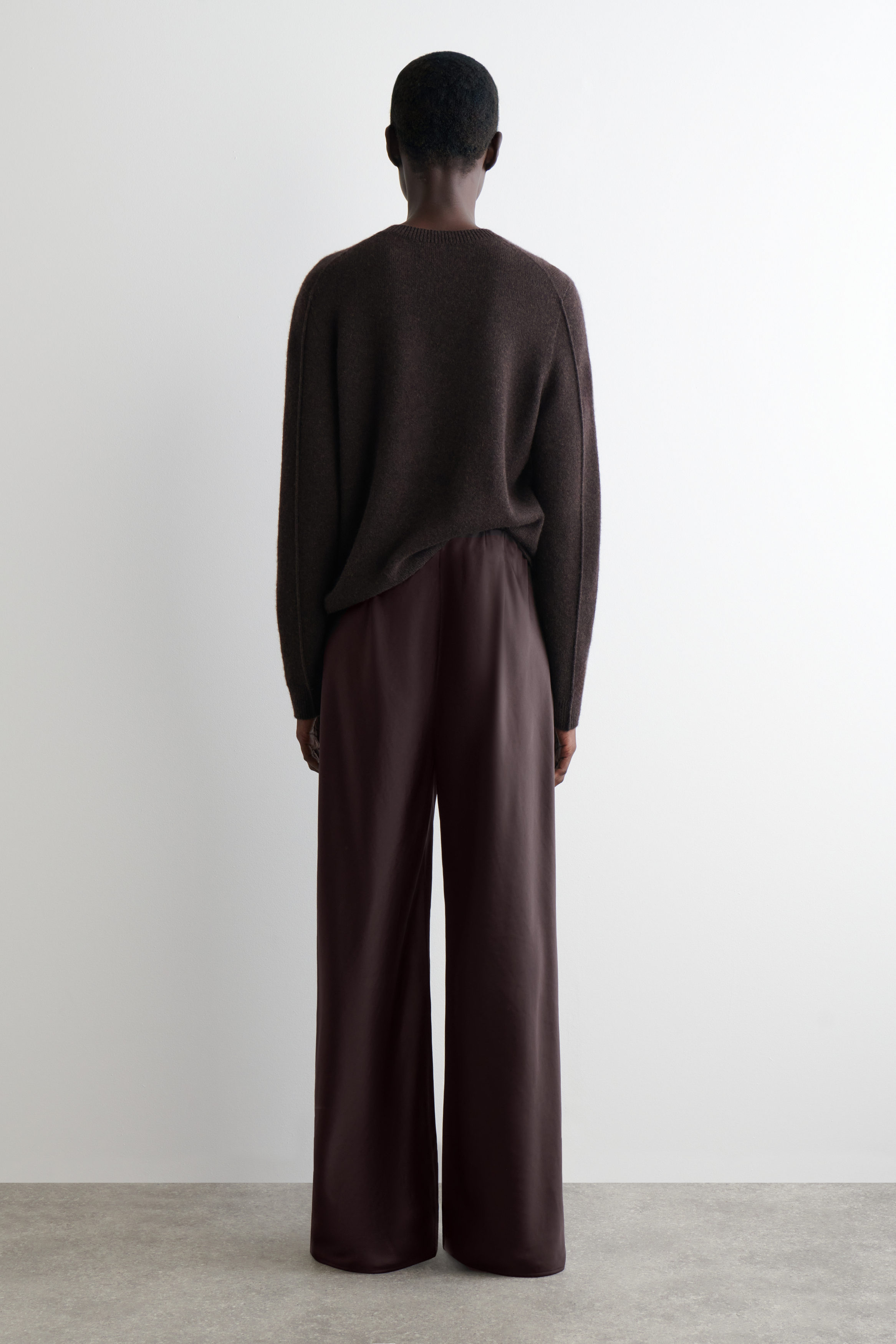 SATIN WIDE-LEG PANTS - DARK BROWN | COS US