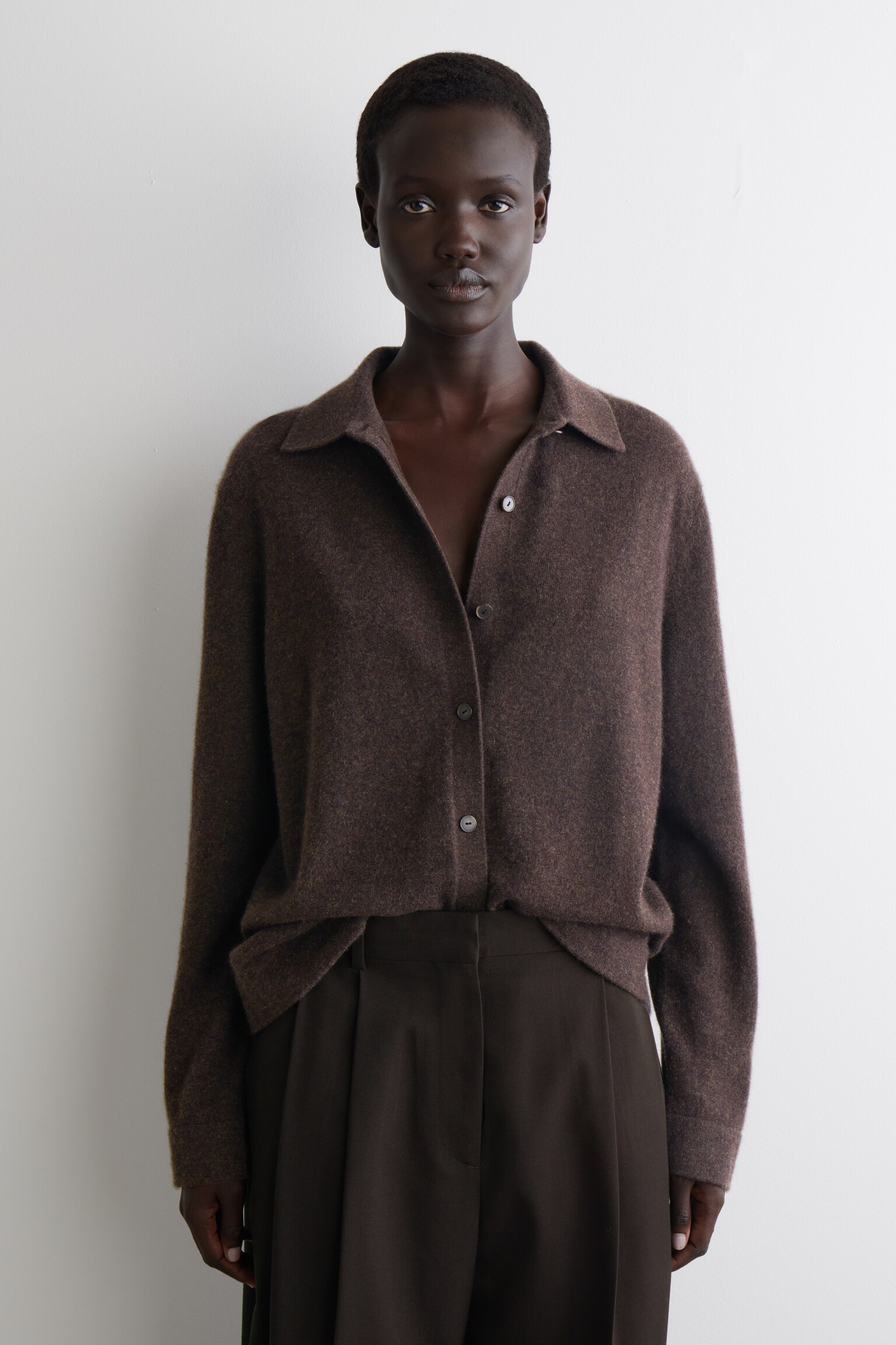 CHEMISE EN CACHEMIRE - BRUN FONCÉ - 4