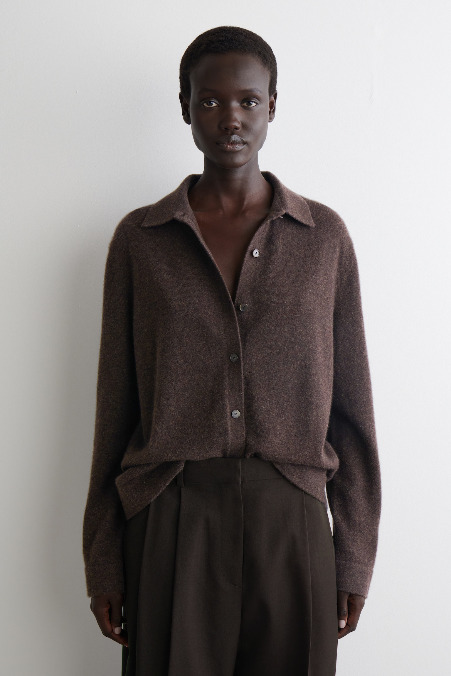 CASHMERE SHIRT - DARK BROWN - 3