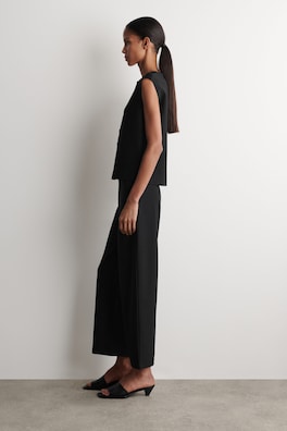 CROPPED STRAIGHT-LEG TROUSERS — BLACK 3