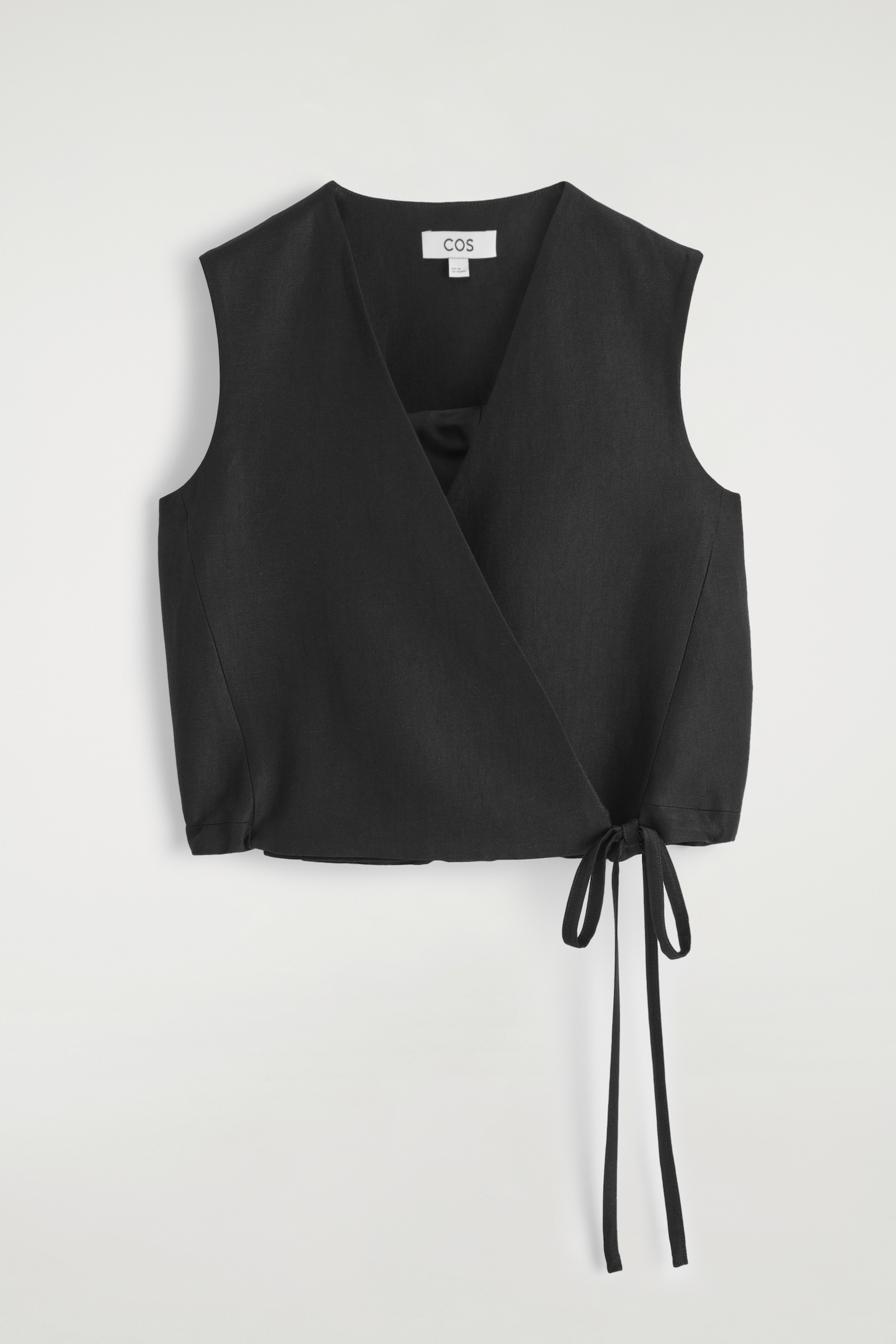 GILET A PORTAFOGLIO IN MISTO LINO CON LACCI - NERO/BIANCO - 2