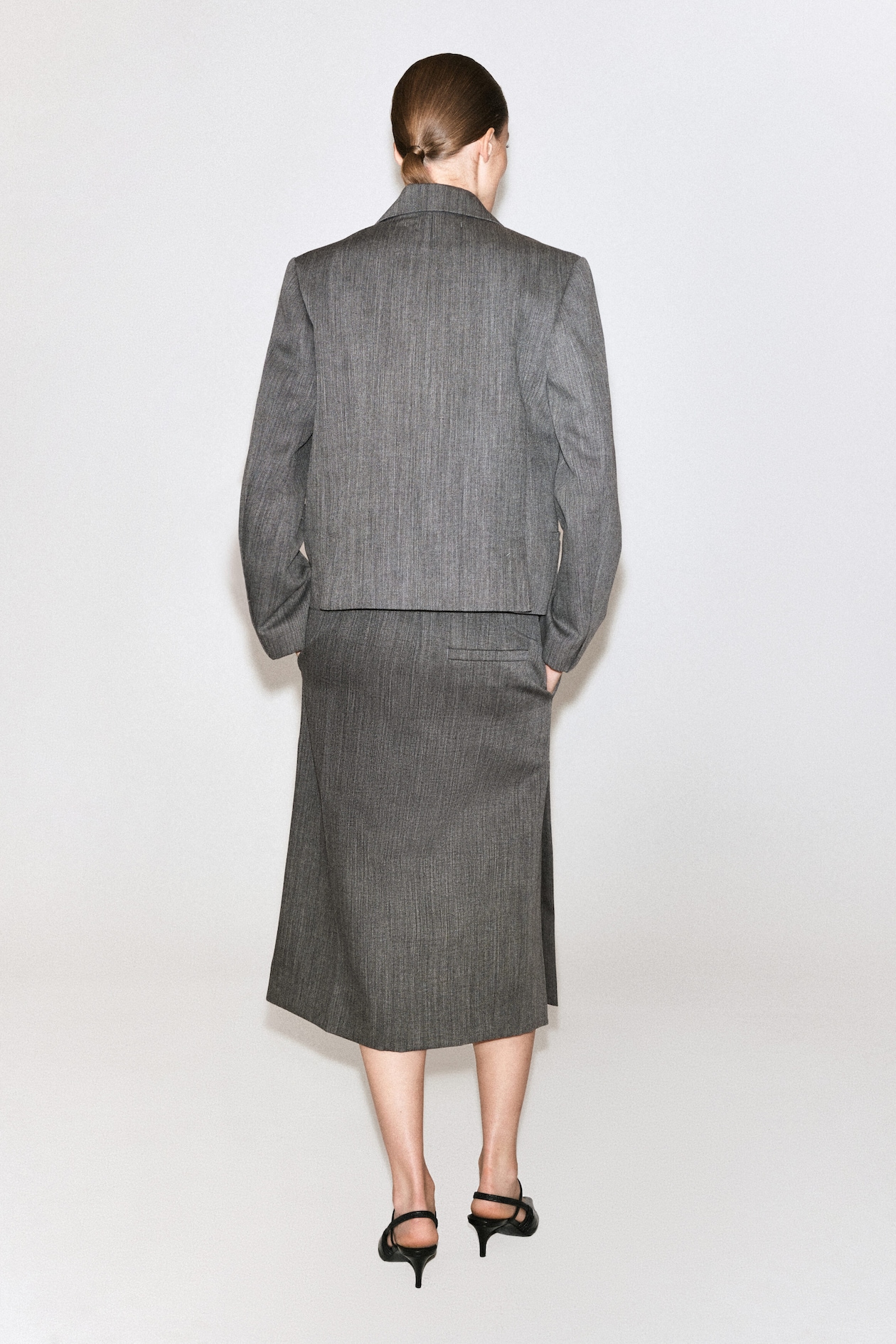EXAGGERATED WOOL BLAZER — HEATHER