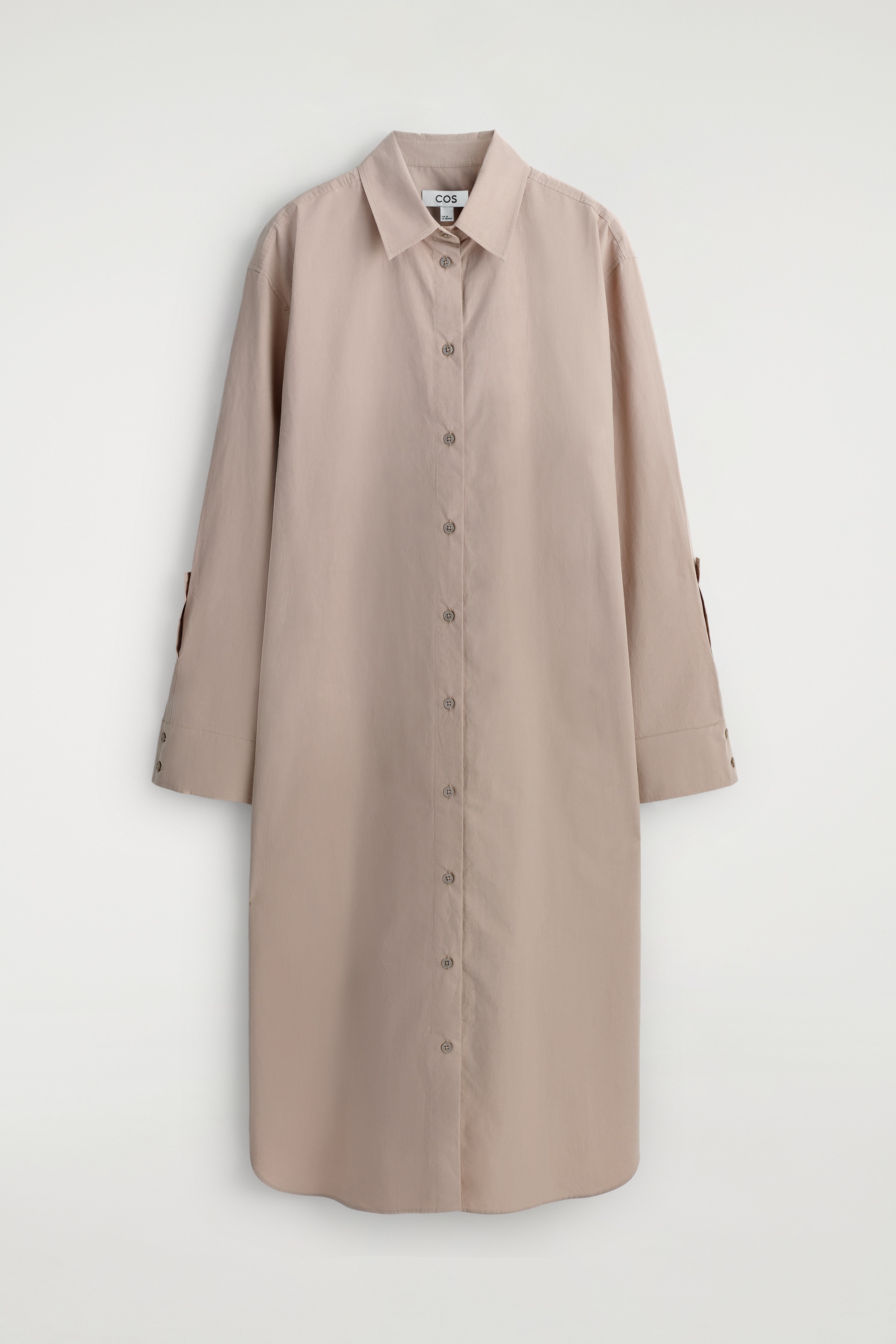 HEMDKLEID AUS BAUMWOLLE IN MIDILÄNGE - BEIGE/NAVYBLAU