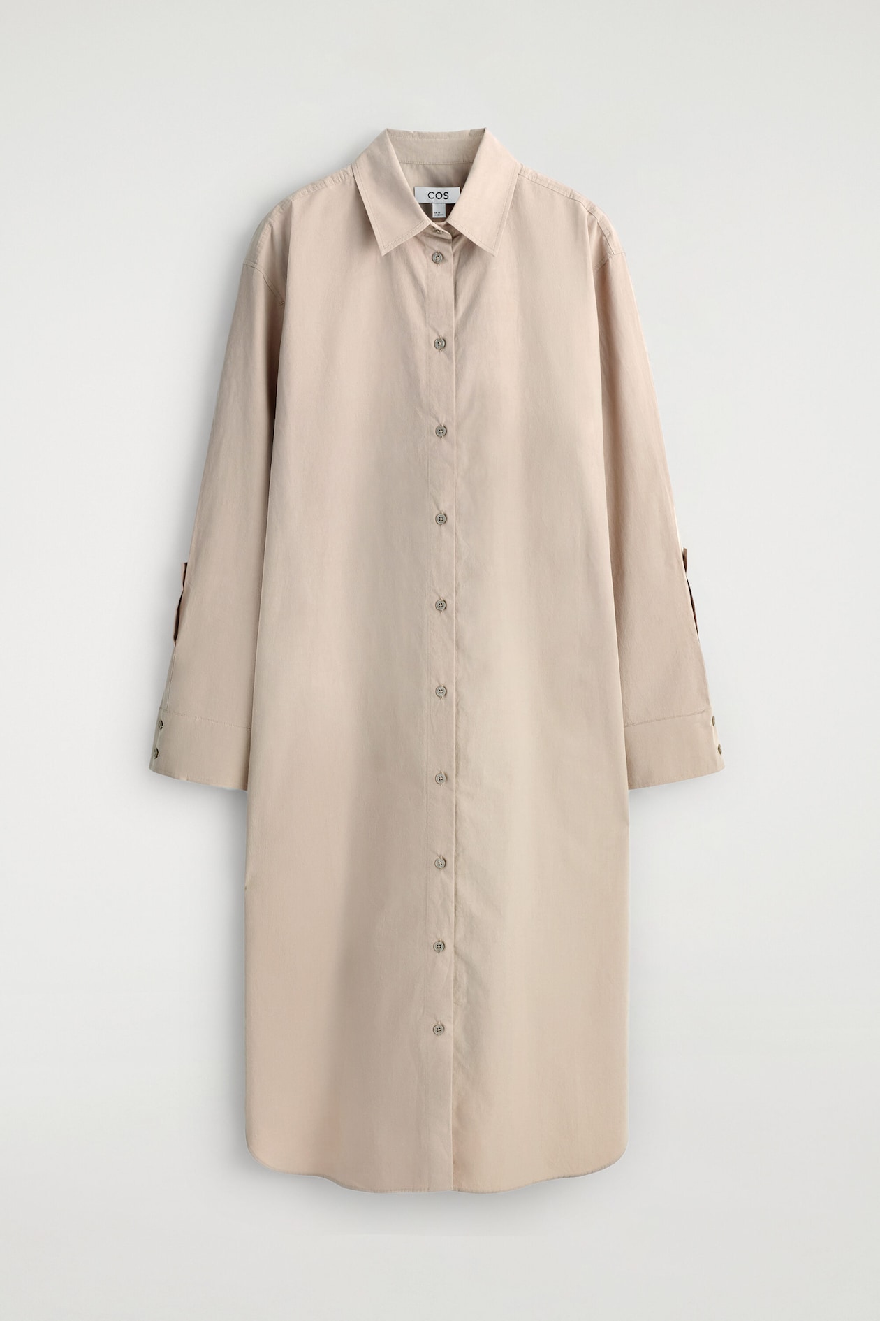 cos oversized midi shirt dress GATHERED COTTON MIDI SHIRT DRESS - NAVY